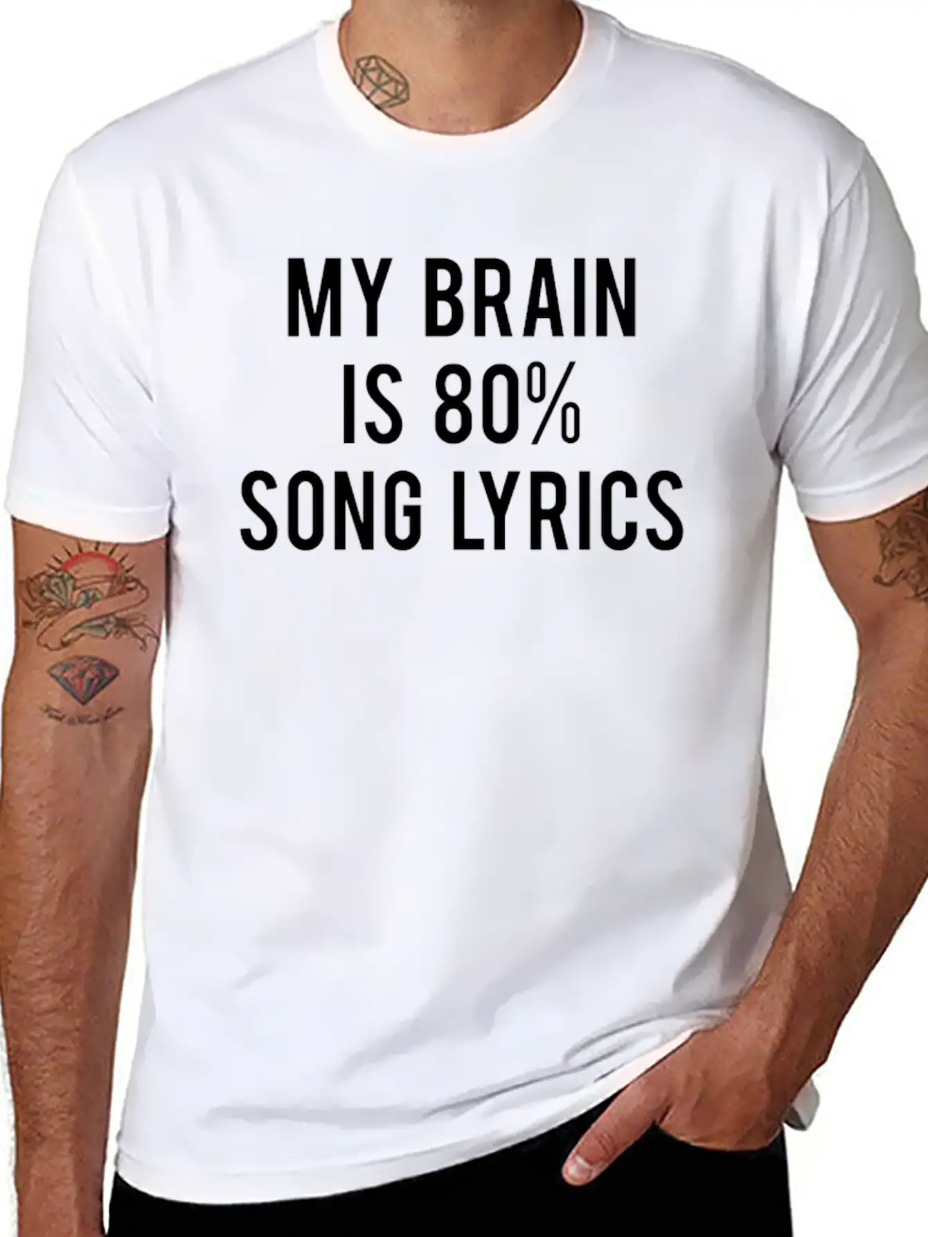 My Brain 80 Song Lyrics Stylish Everyday T-Shirt – Unisex Basic Cotton Tee