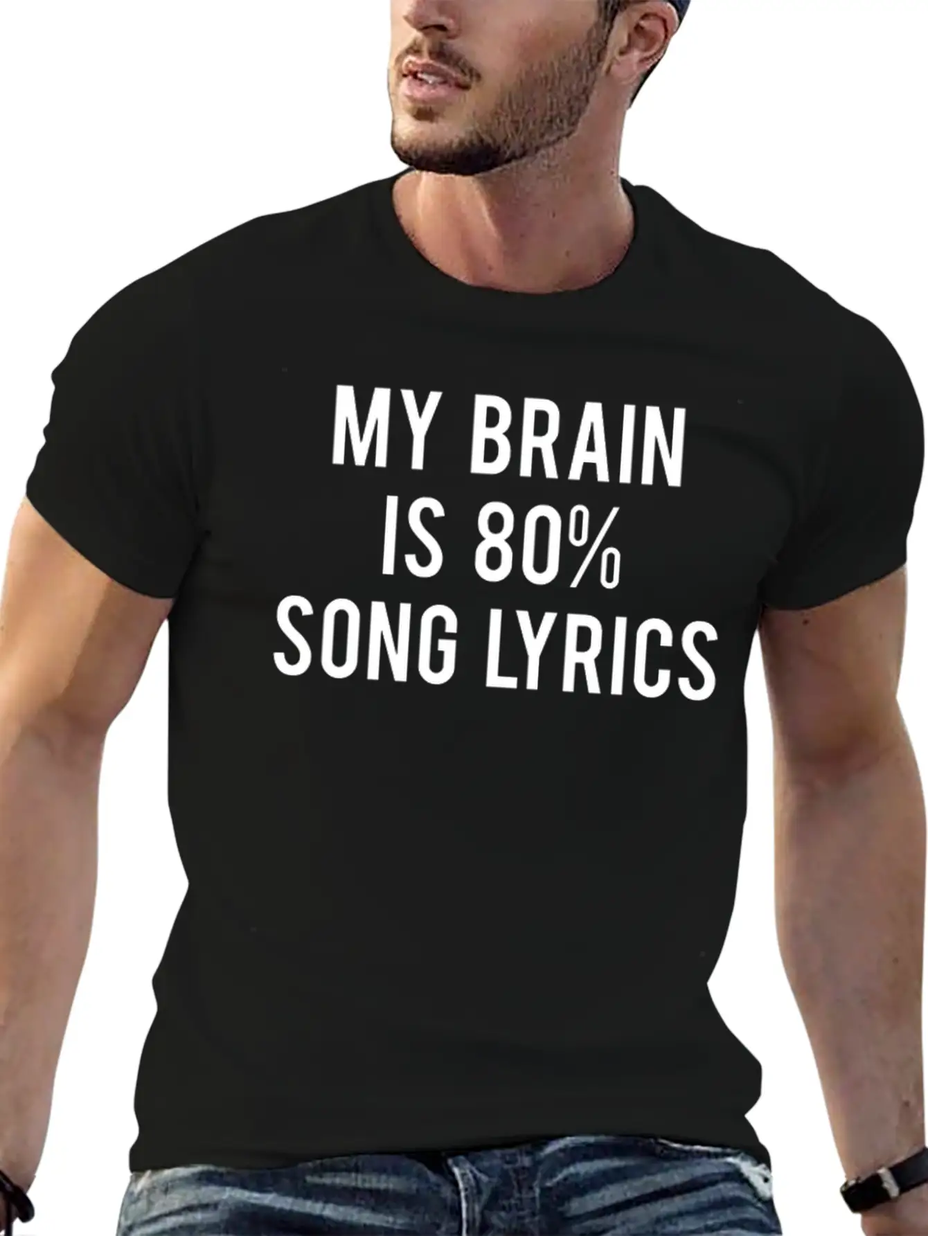 My Brain 80 Song Lyrics Stylish Everyday T-Shirt – Unisex Basic Cotton Tee