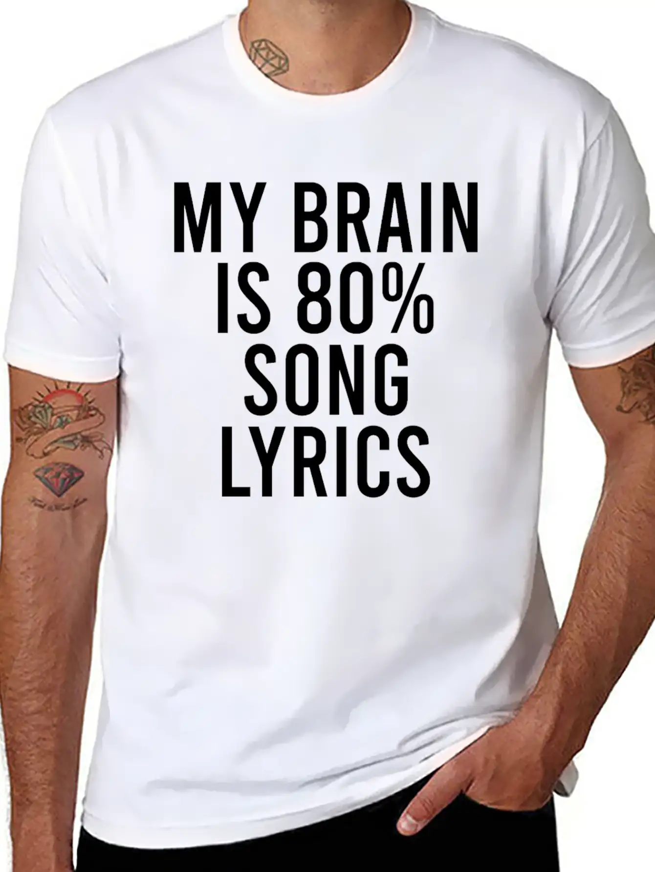 My Brain Is 80% Song Lyrics Unisex Short Sleeve Soft Cotton T-Shirt – Casual Everyday Wear