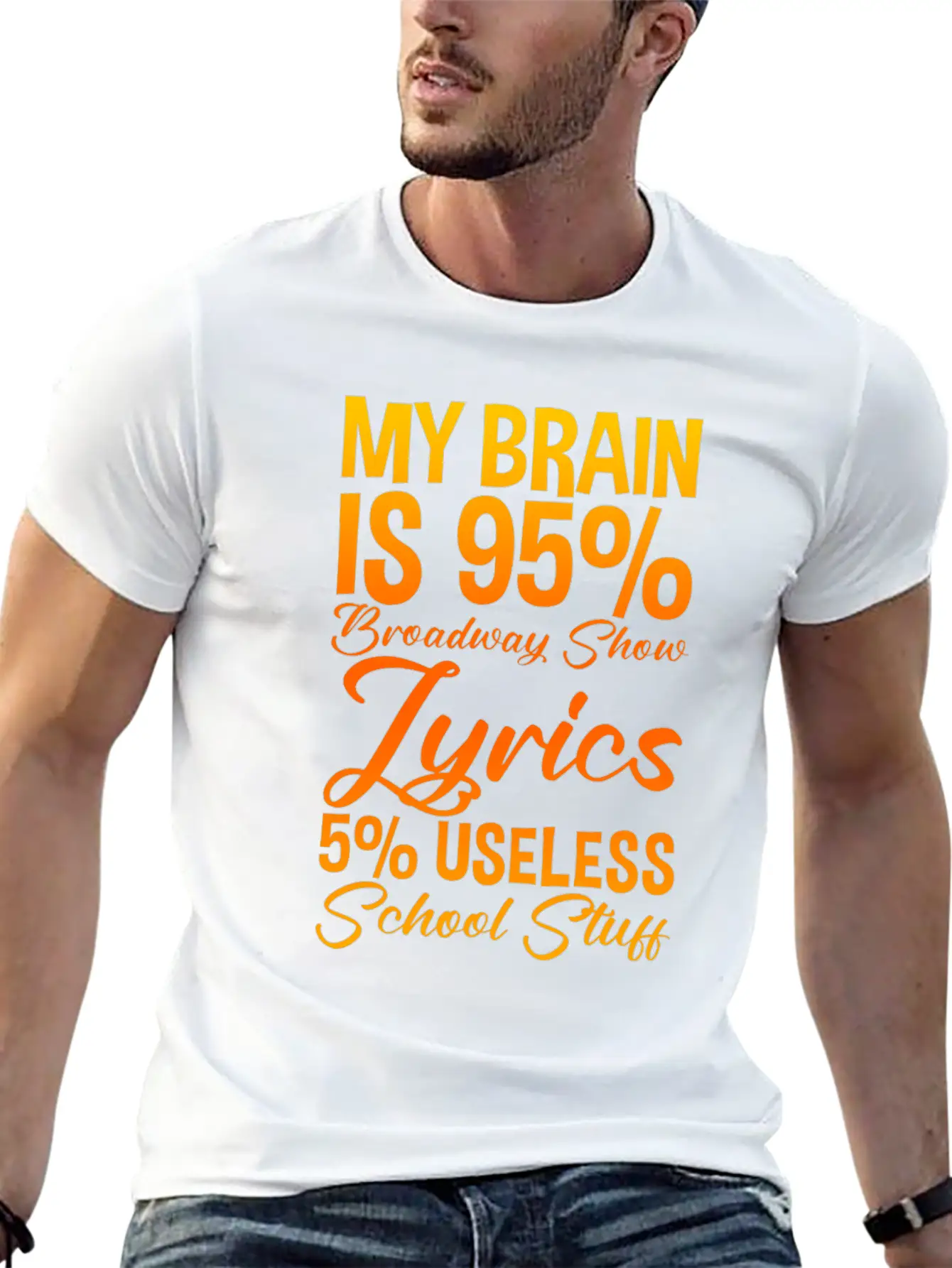 My Brain Is 95% Broadway Show Lyrics 2 Basic Graphic T-Shirt – Daily Comfort In Soft Cotton