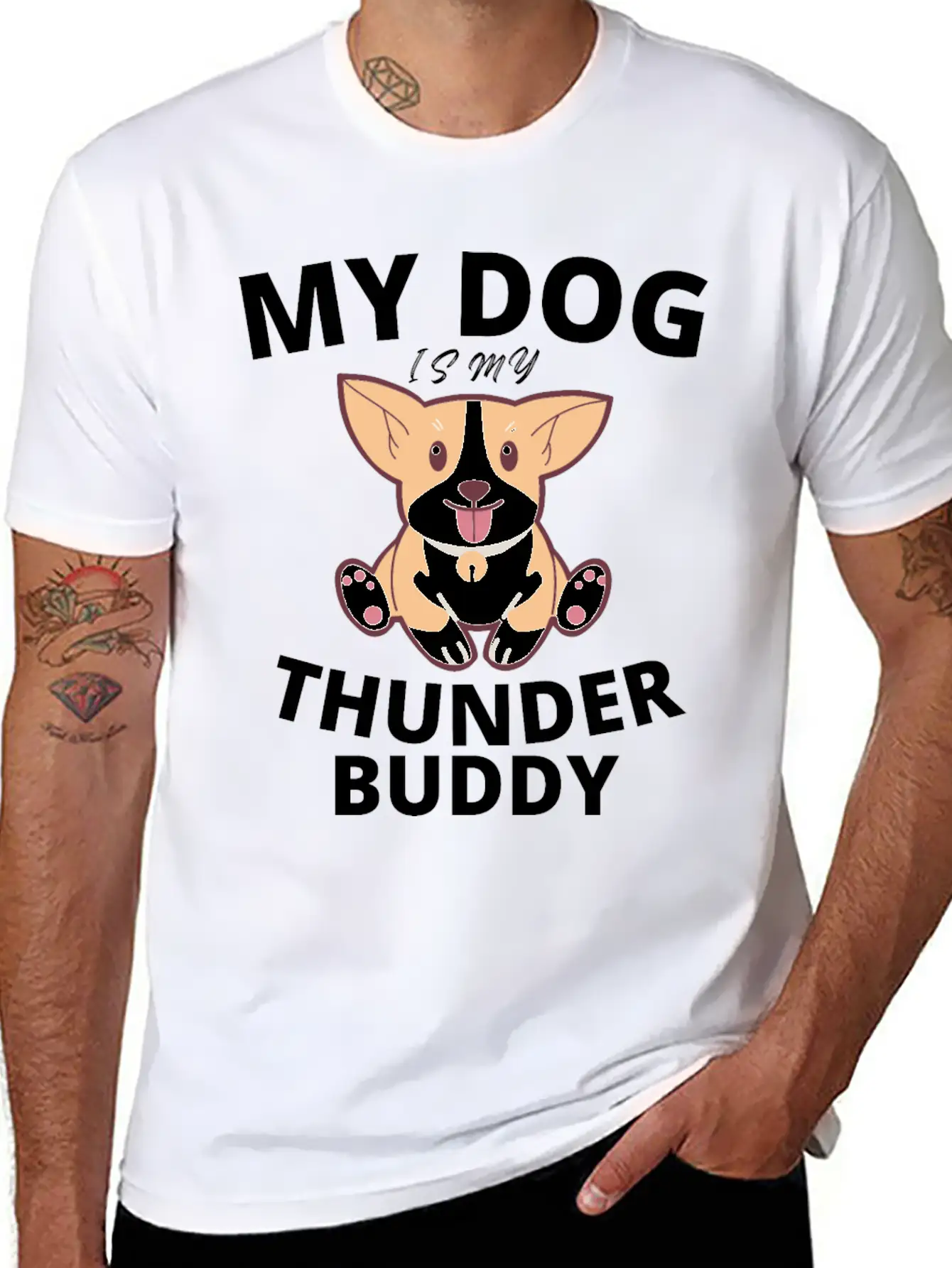 My Dog Is My Thunder Buddy Stylish Everyday T-Shirt – Unisex Basic Cotton Tee