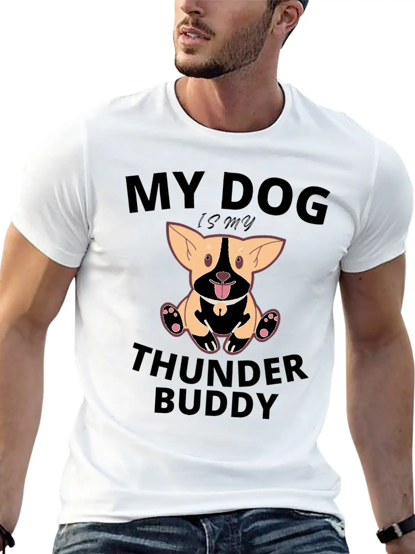 My Dog Is My Thunder Buddy Stylish Everyday T-Shirt – Unisex Basic Cotton Tee