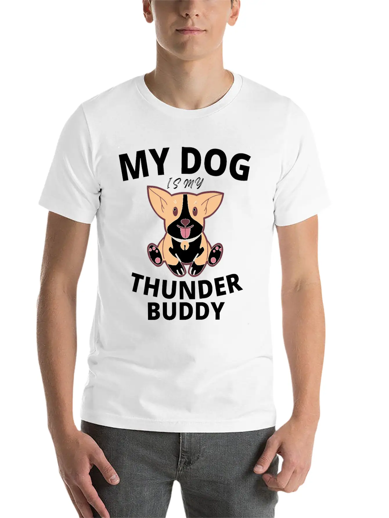 My Dog Is My Thunder Buddy Stylish Everyday T-Shirt – Unisex Basic Cotton Tee