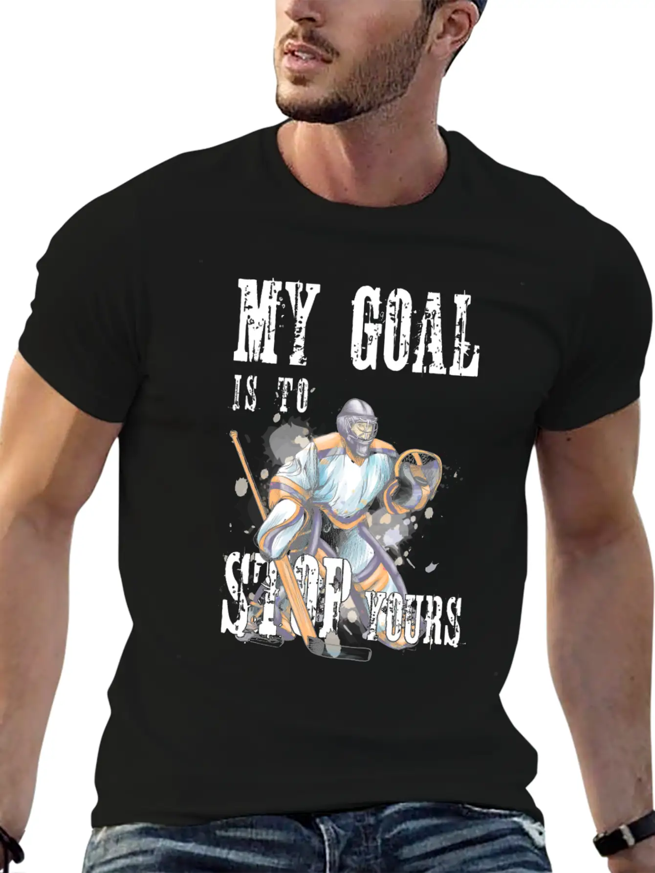 My Goal Is To Stop Yours Hockey Goalie Save Puck Essential Unisex Summer Tee – Soft Cotton Casual Fit