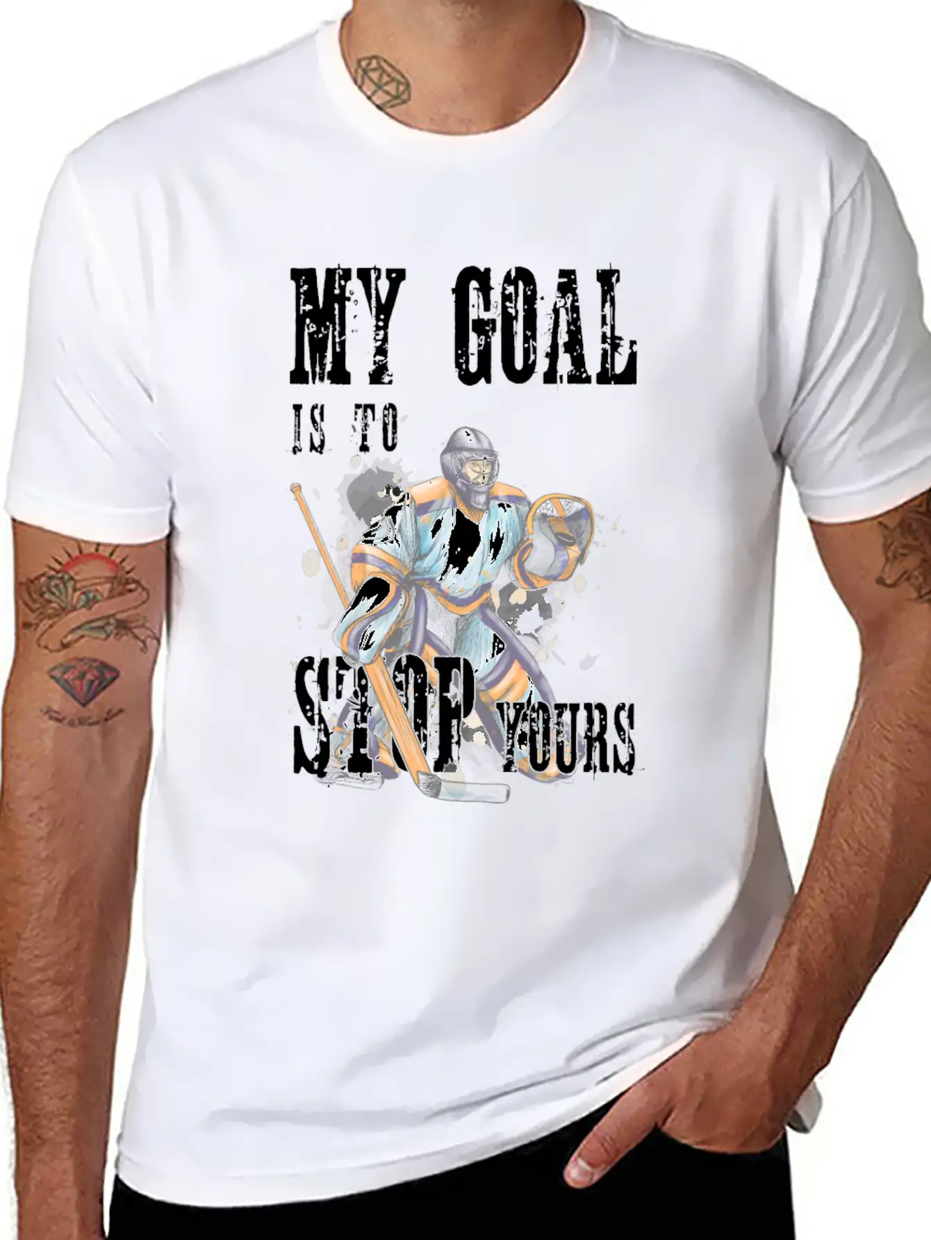 My Goal Is To Stop Yours Hockey Goalie Save Puck Essential Unisex Summer Tee – Soft Cotton Casual Fit