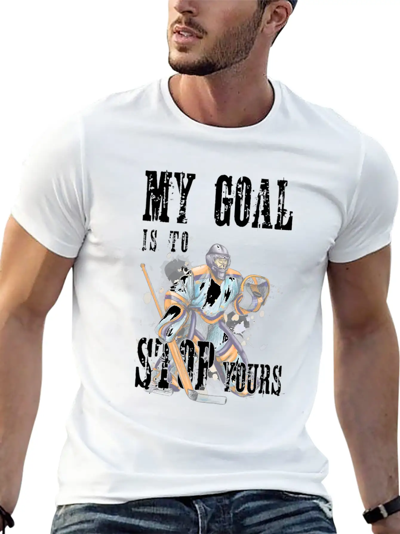 My Goal Is To Stop Yours Hockey Goalie Save Puck Essential Unisex Summer Tee – Soft Cotton Casual Fit