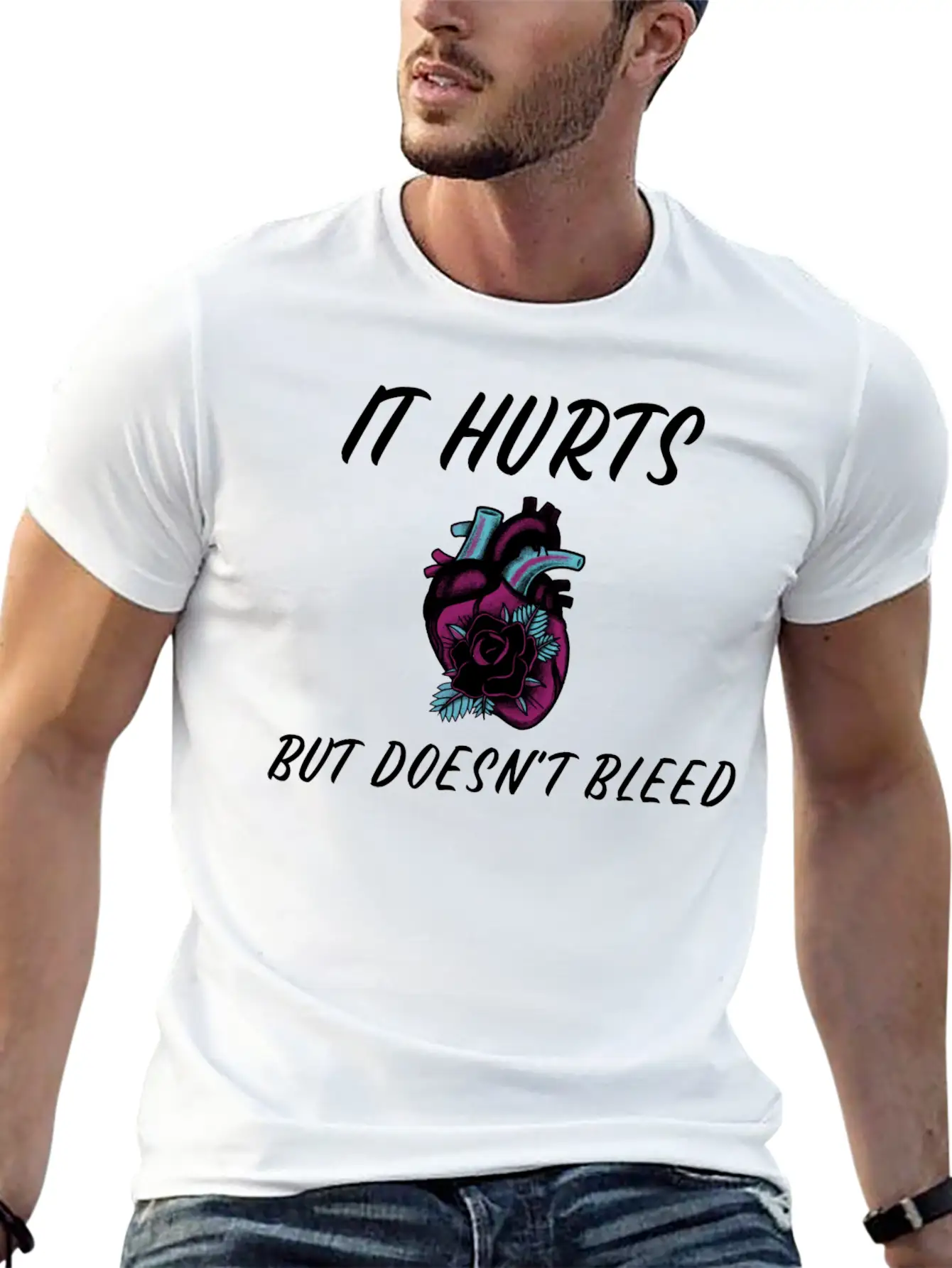 My Heart Hurts But Doesn't Bleed T Shirt Unisex Short Sleeve Soft Cotton T-Shirt – Casual Everyday Wear