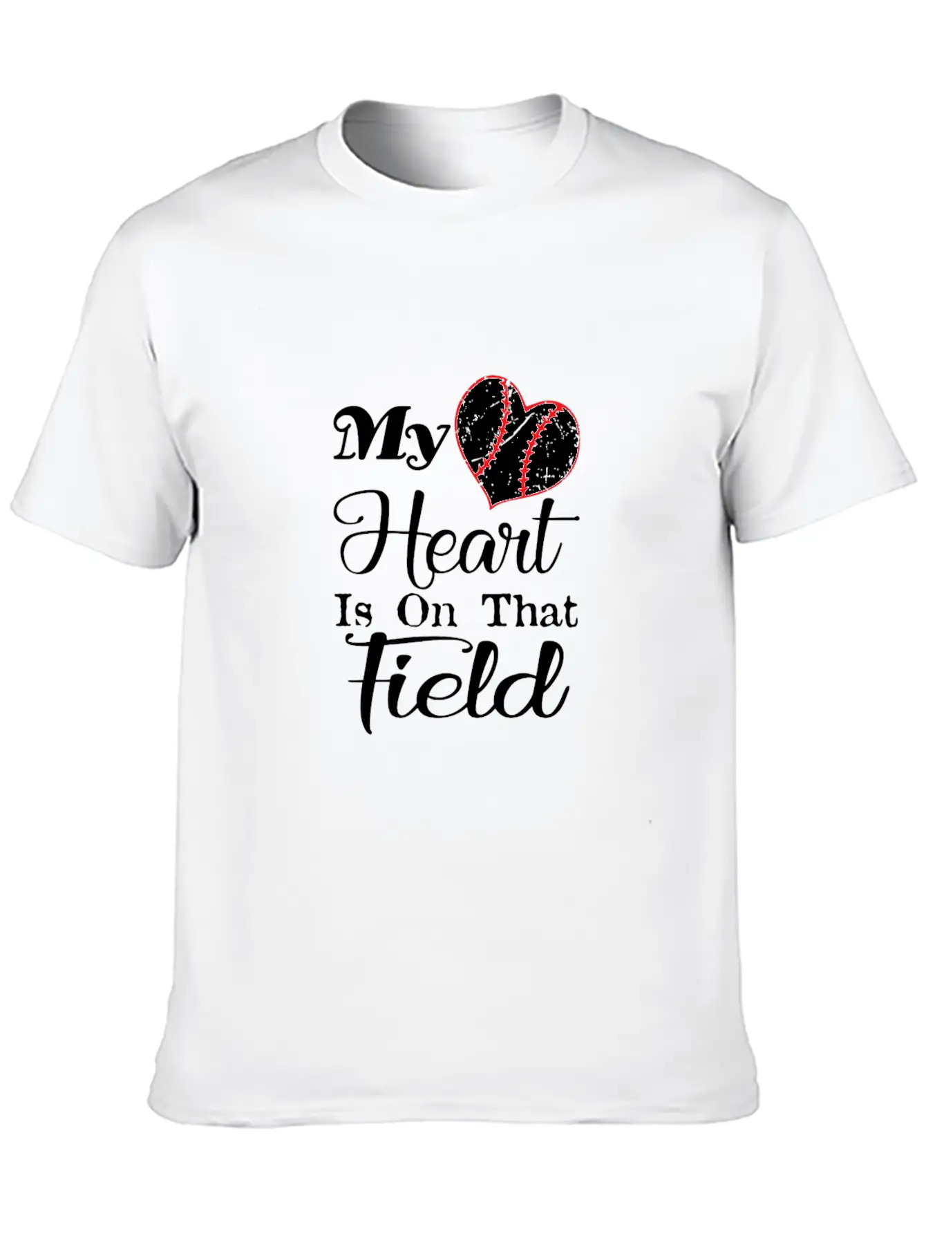 My Heart Is On That Field Baseball Gift Tee Unisex Short Sleeve Soft Cotton T-Shirt – Casual Everyday Wear