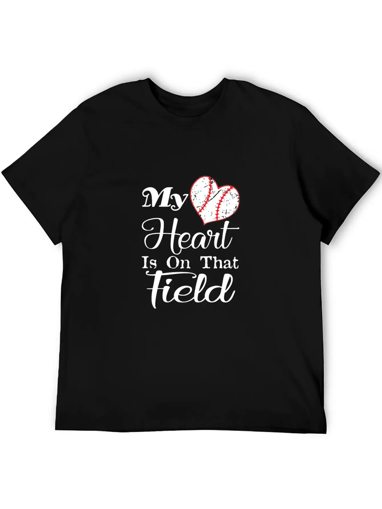 My Heart Is On That Field Baseball Gift Tee Unisex Short Sleeve Soft Cotton T-Shirt – Casual Everyday Wear