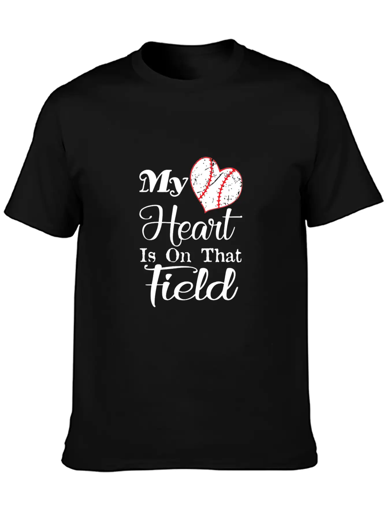 My Heart Is On That Field Baseball Gift Tee Unisex Short Sleeve Soft Cotton T-Shirt – Casual Everyday Wear