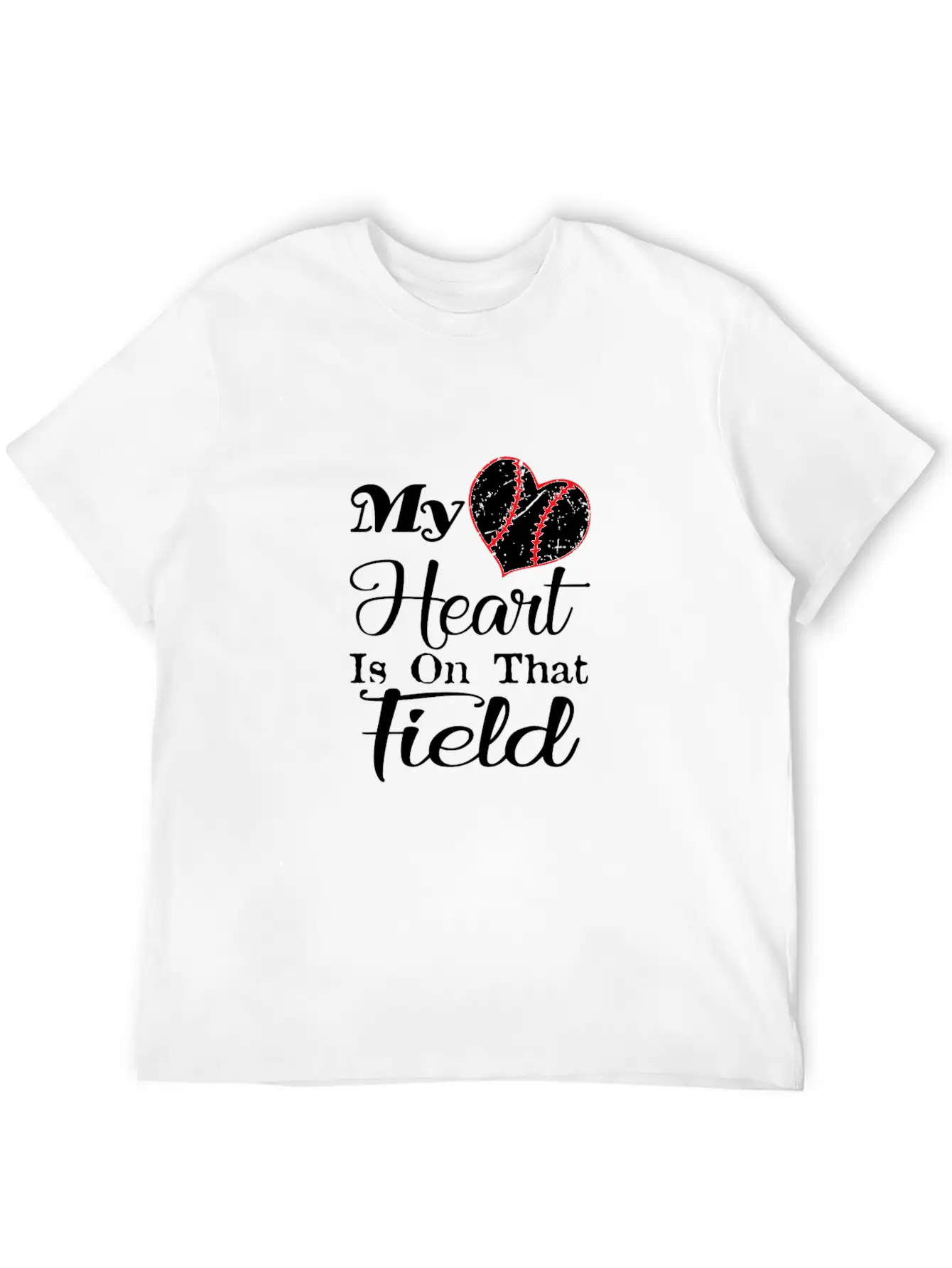 My Heart Is On That Field Baseball Gift Tee Unisex Short Sleeve Soft Cotton T-Shirt – Casual Everyday Wear