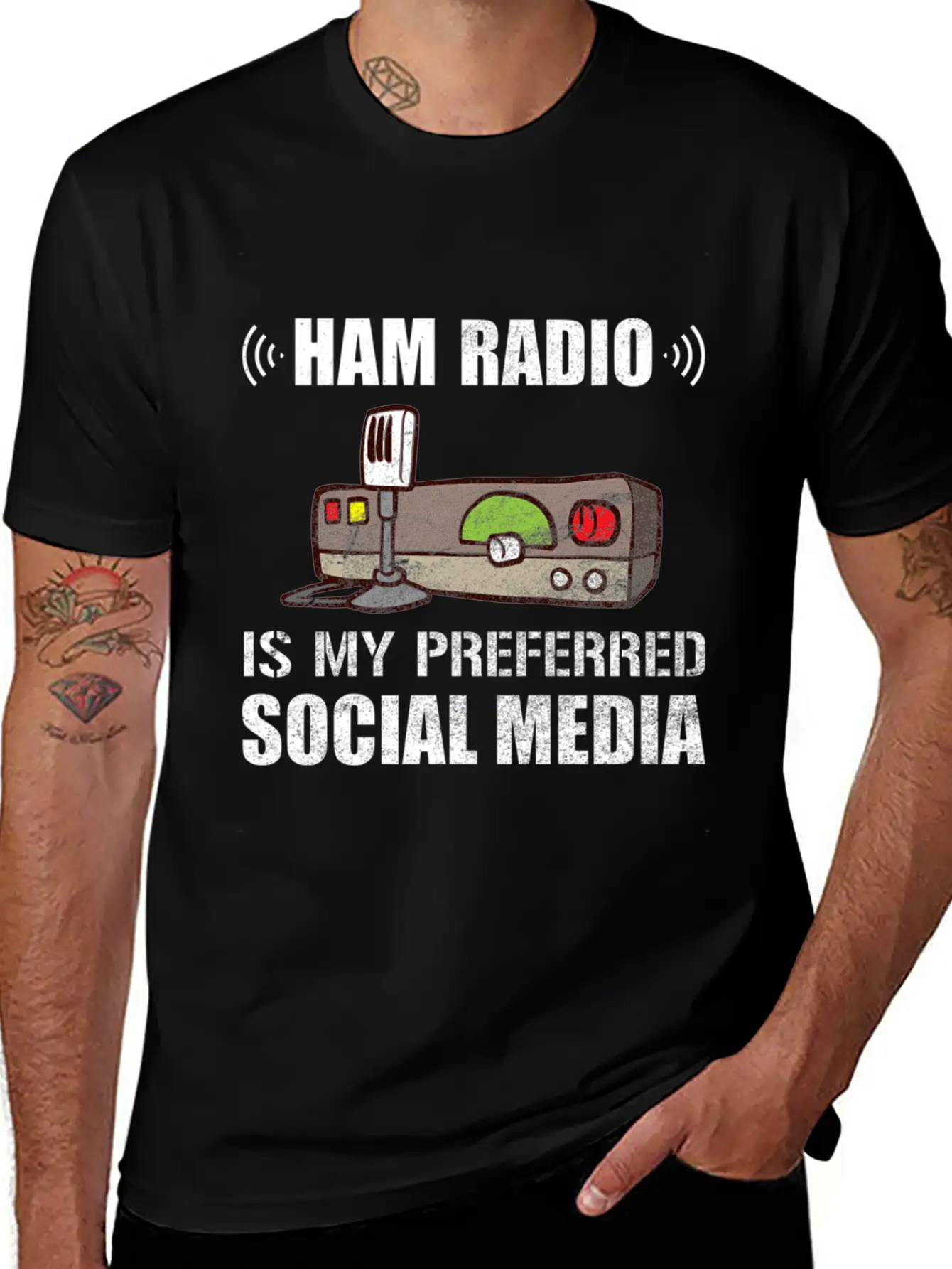 My Preferred Social Media Ham Radio Unisex Short Sleeve Soft Cotton T-Shirt – Casual Everyday Wear