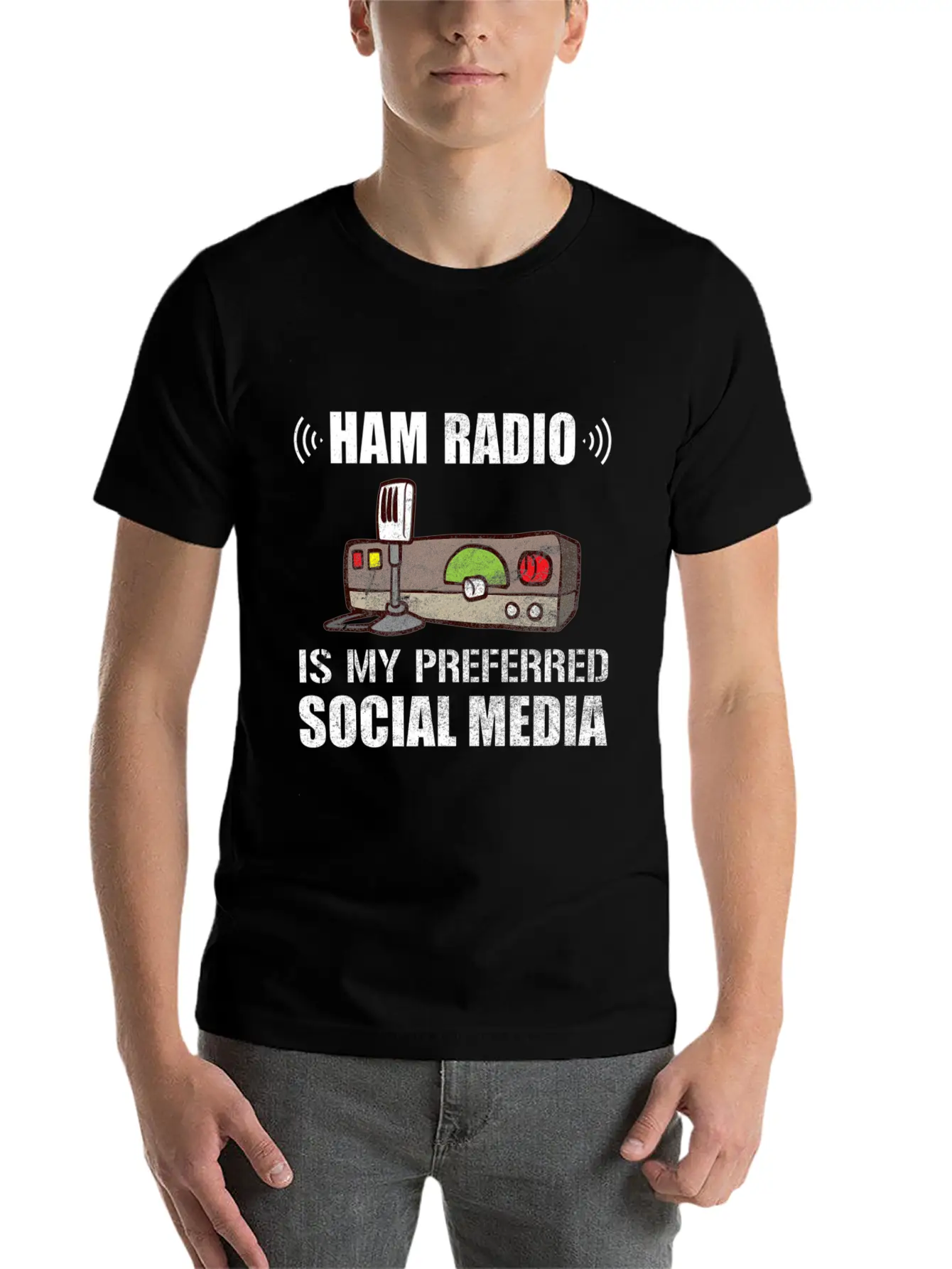 My Preferred Social Media Ham Radio Unisex Short Sleeve Soft Cotton T-Shirt – Casual Everyday Wear