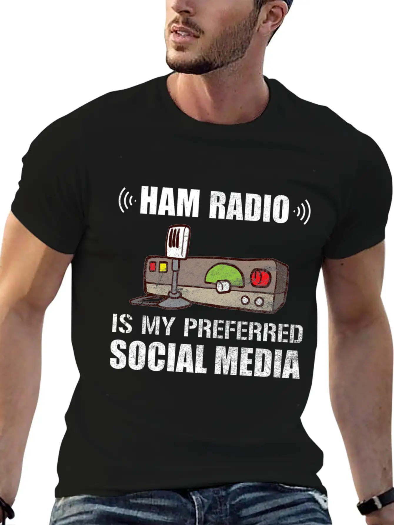My Preferred Social Media Ham Radio Unisex Short Sleeve Soft Cotton T-Shirt – Casual Everyday Wear