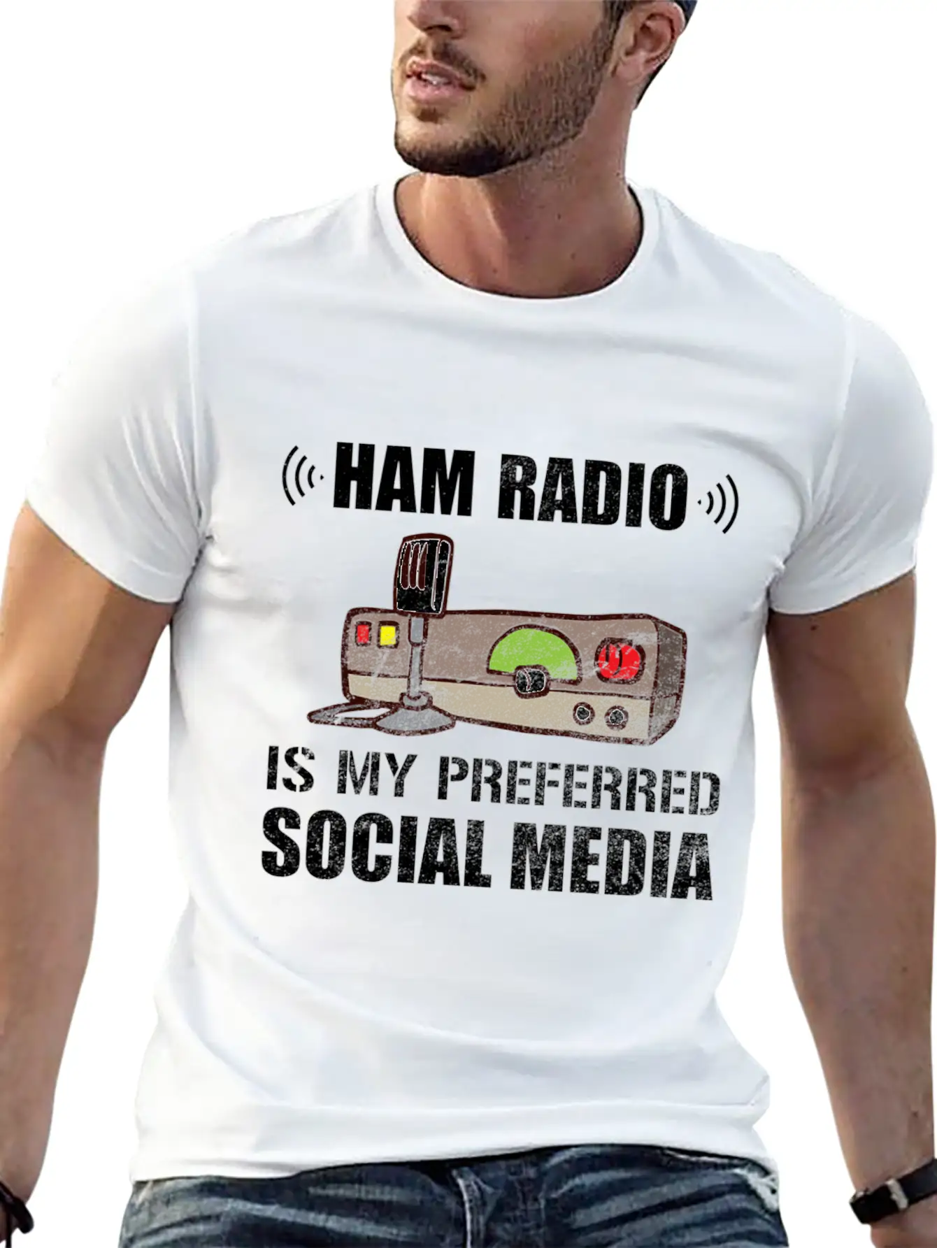 My Preferred Social Media Ham Radio Unisex Short Sleeve Soft Cotton T-Shirt – Casual Everyday Wear