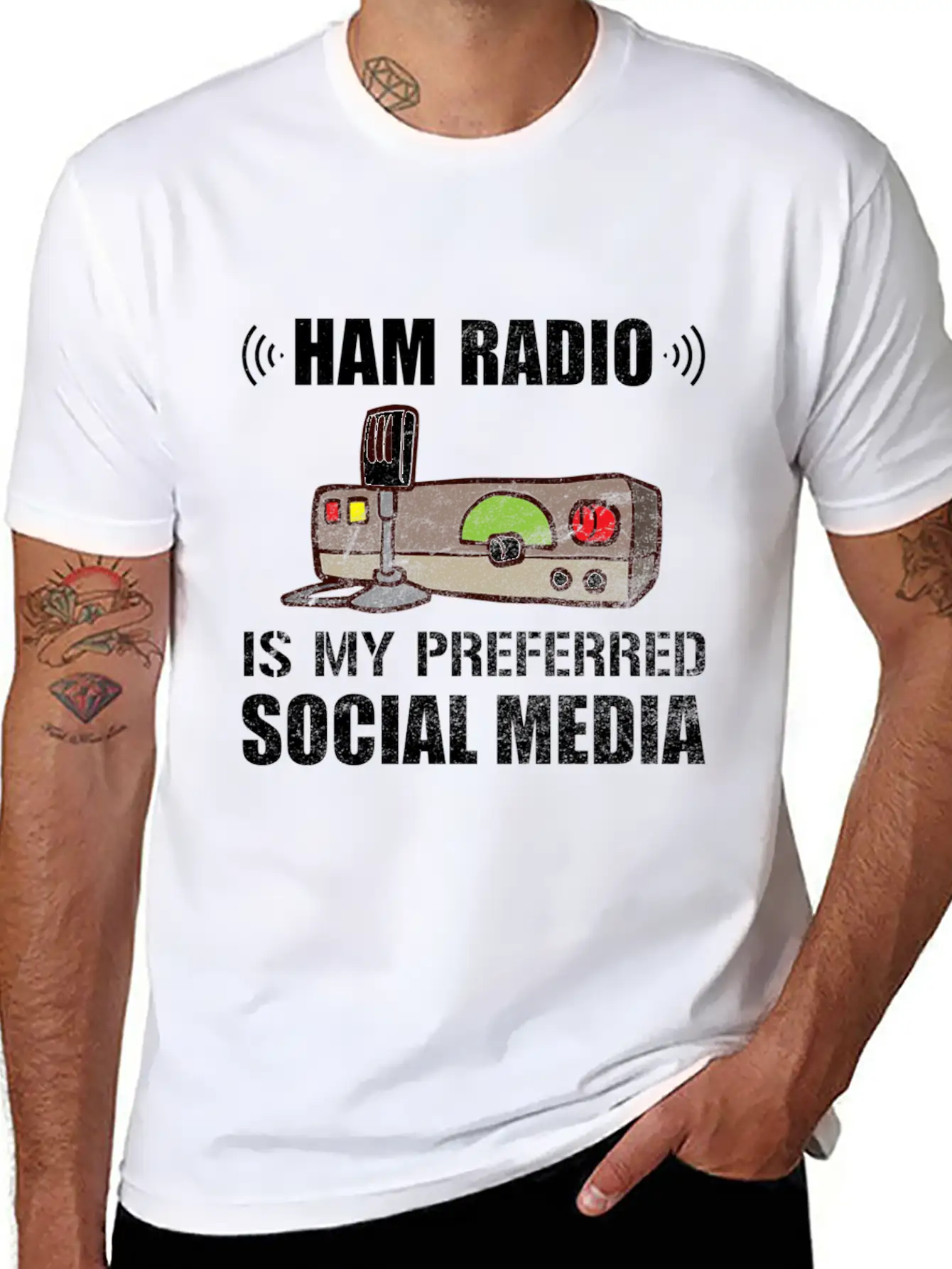 My Preferred Social Media Ham Radio Unisex Short Sleeve Soft Cotton T-Shirt – Casual Everyday Wear
