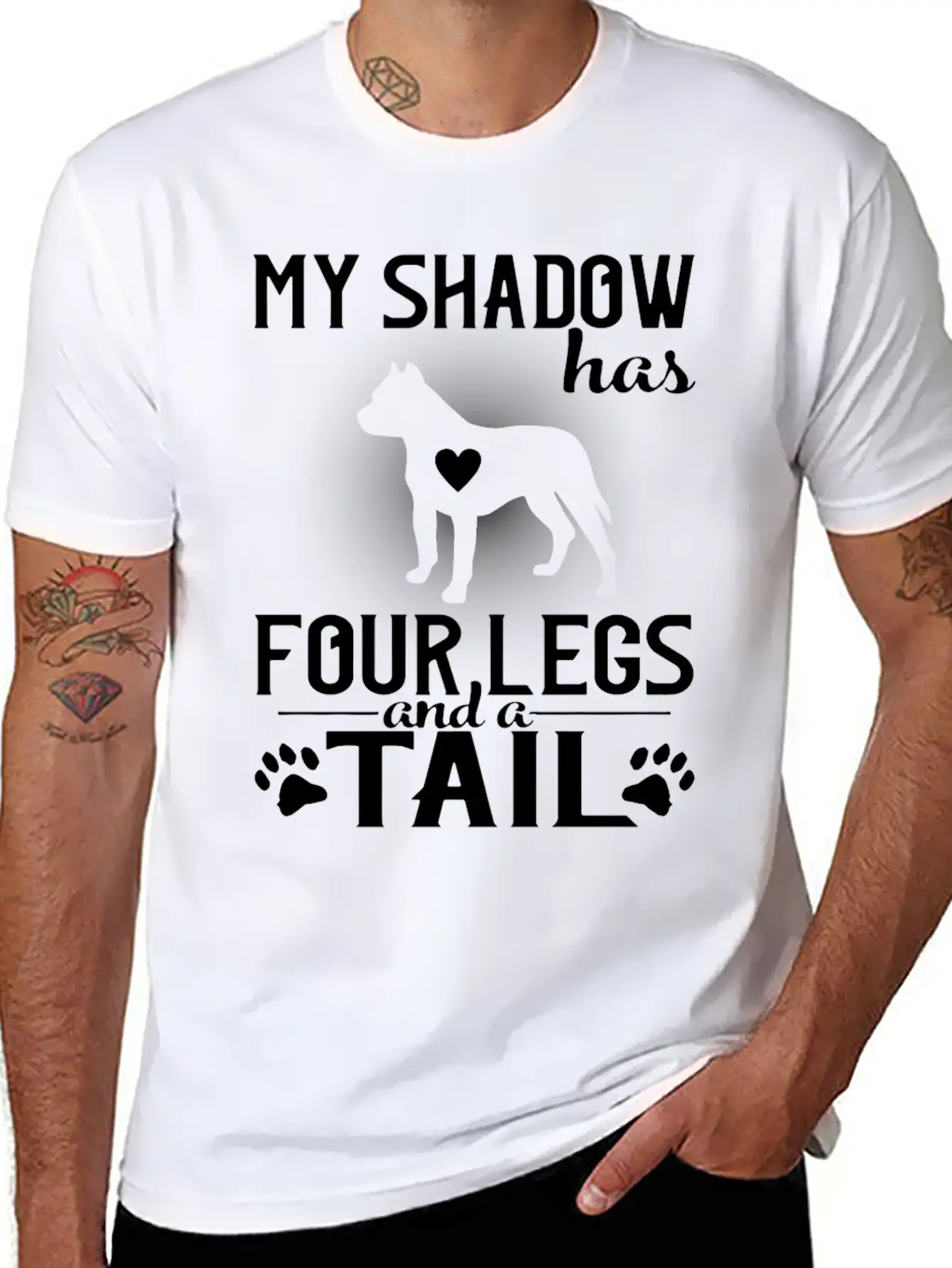 MY Shadow Has Four Legs And A Tail Unisex Short Sleeve Soft Cotton T-Shirt – Casual Everyday Wear