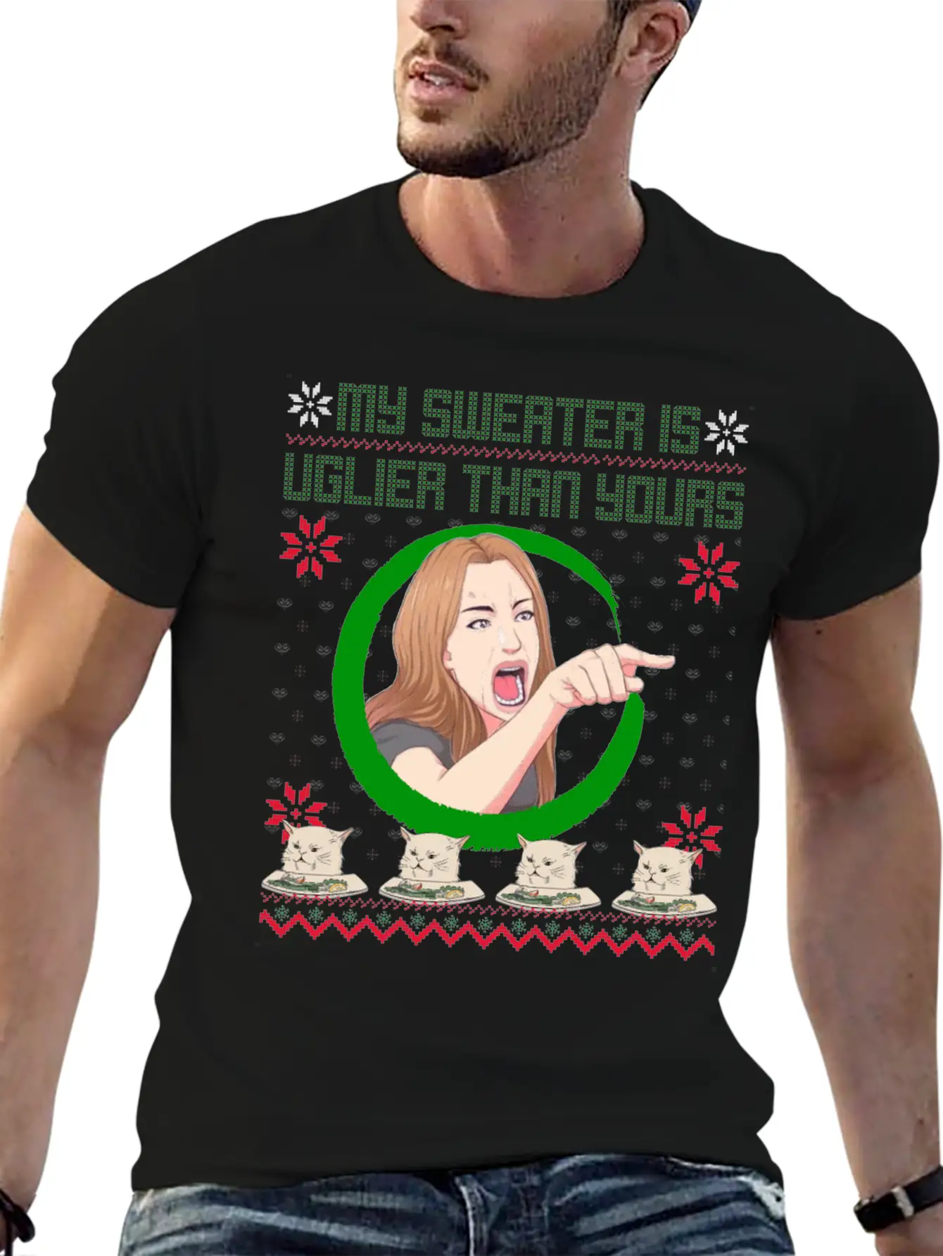 My Sweater Is Uglier Than Yours Unisex Short Sleeve Soft Cotton T-Shirt – Casual Everyday Wear