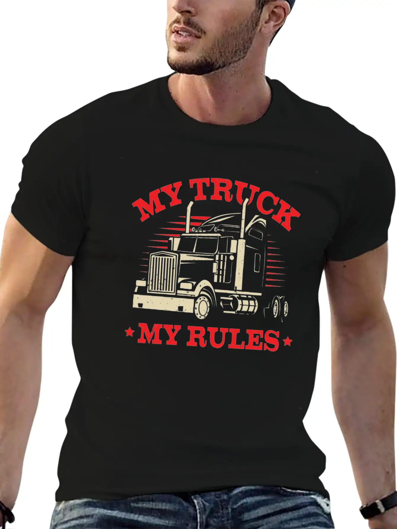 My Truck My Rules Trucker Gift Stylish Everyday T-Shirt – Unisex Basic Cotton Tee
