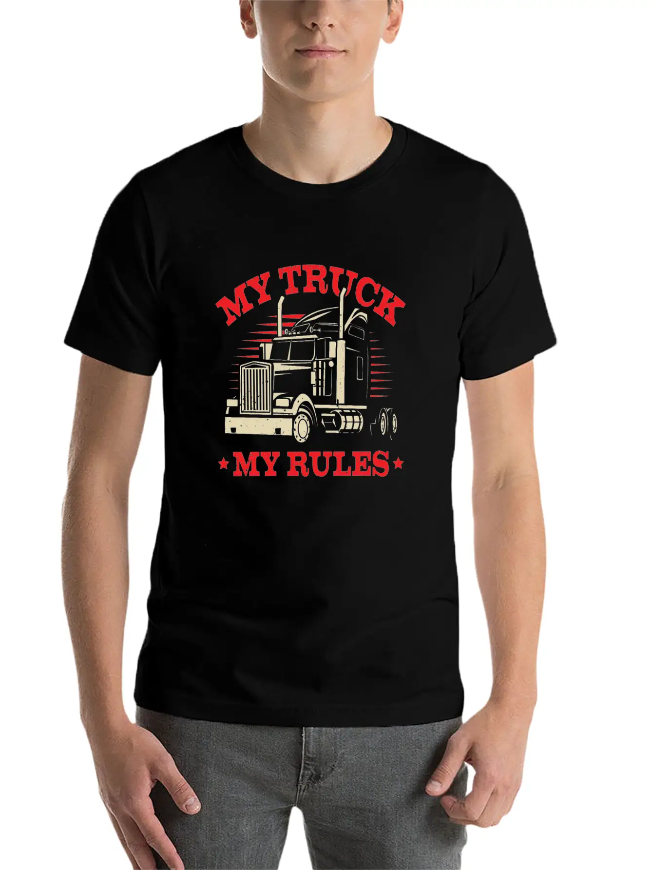 My Truck My Rules Trucker Gift Stylish Everyday T-Shirt – Unisex Basic Cotton Tee