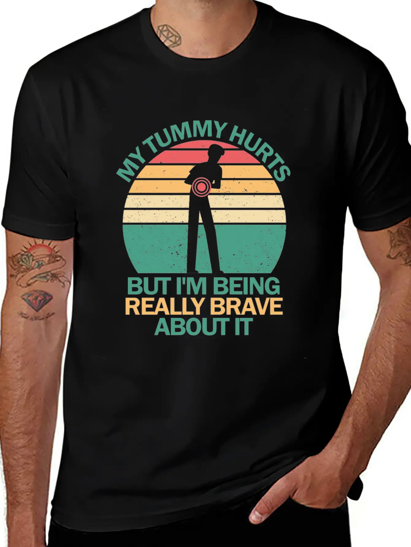 My Tummy Hurts But I'm Being Really Brave About It Stylish Everyday T-Shirt – Unisex Basic Cotton Tee