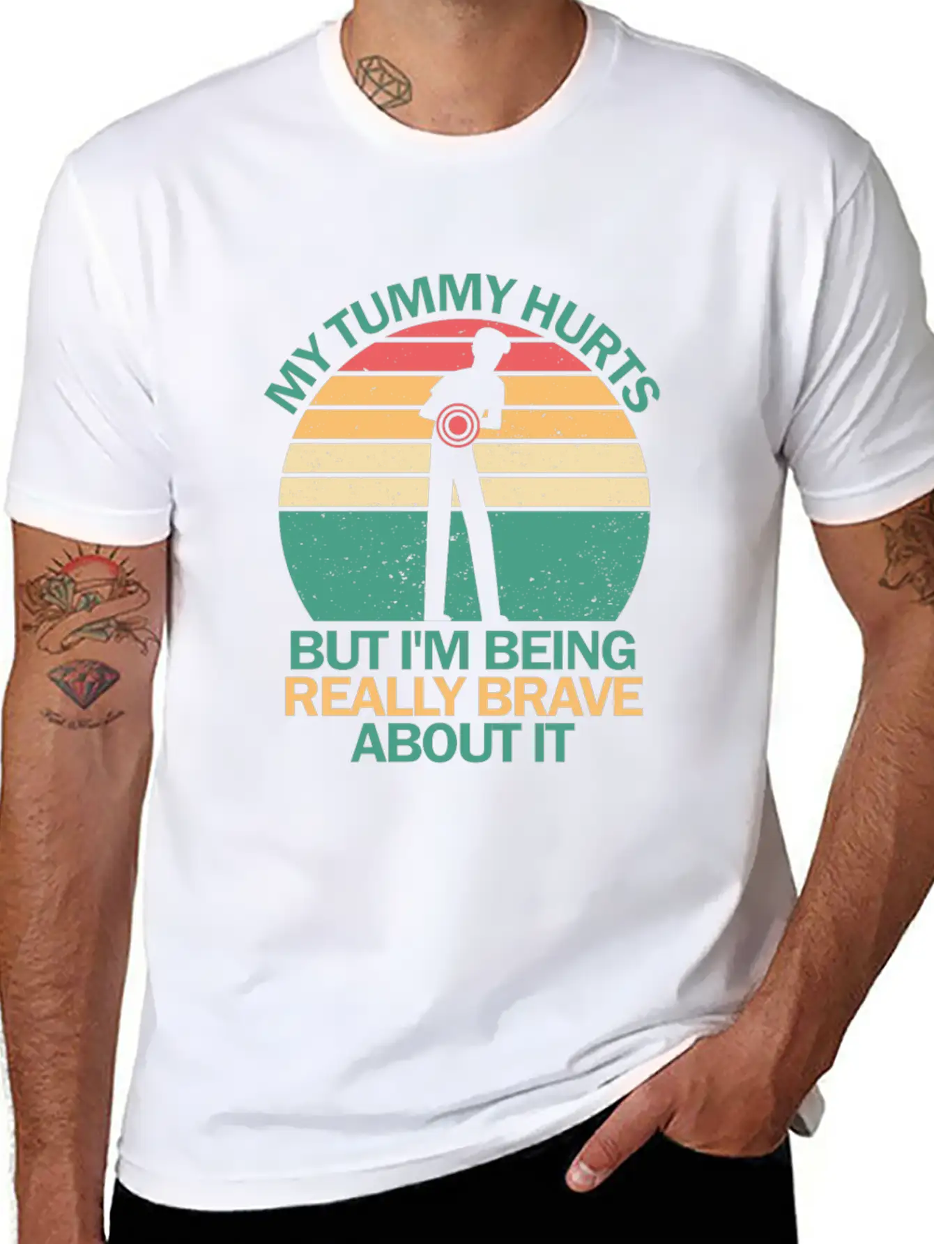 My Tummy Hurts But I'm Being Really Brave About It Stylish Everyday T-Shirt – Unisex Basic Cotton Tee