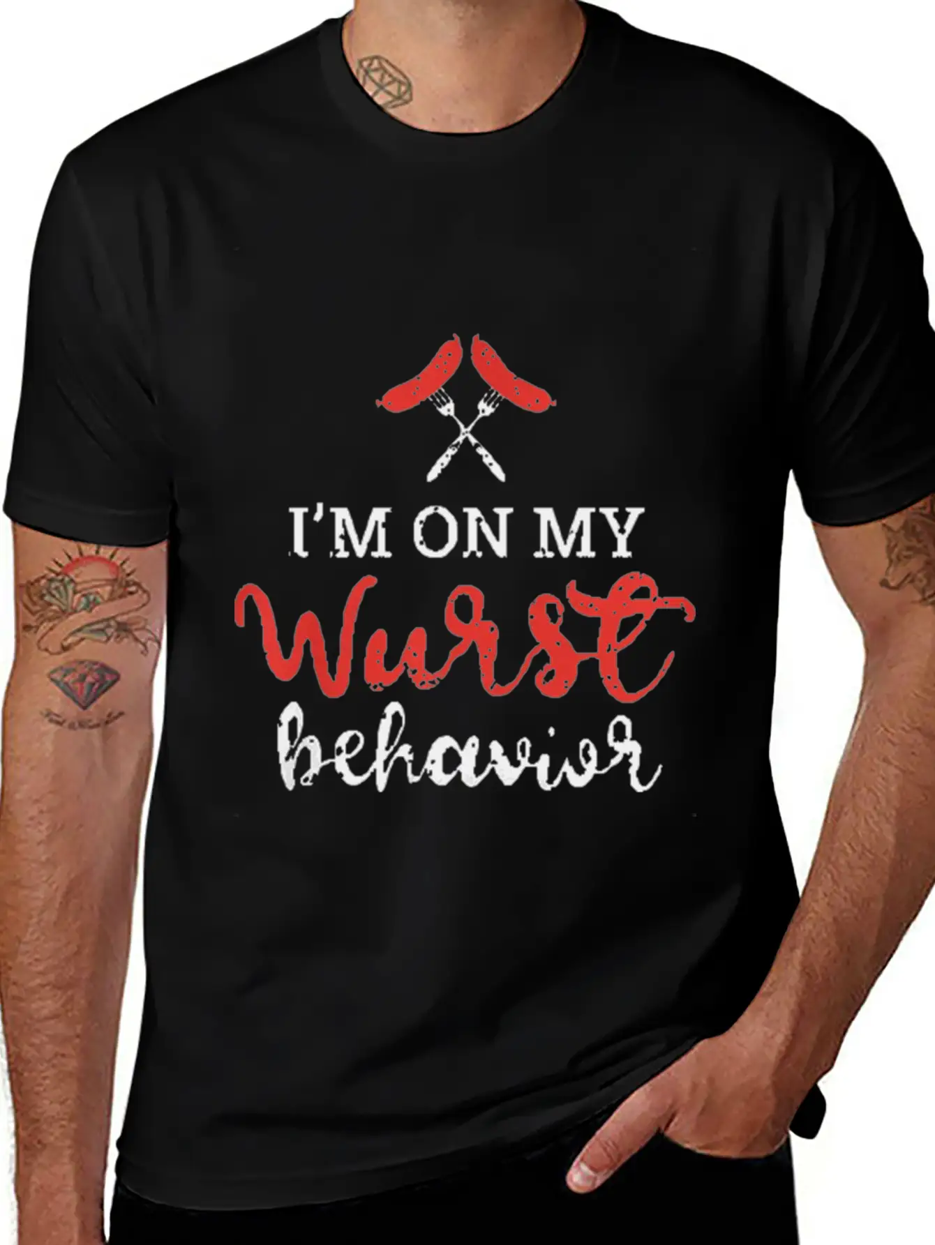 My Wurst Behavior Oktoberfest Foodie Stylish Everyday T-Shirt – Unisex Basic Cotton Tee