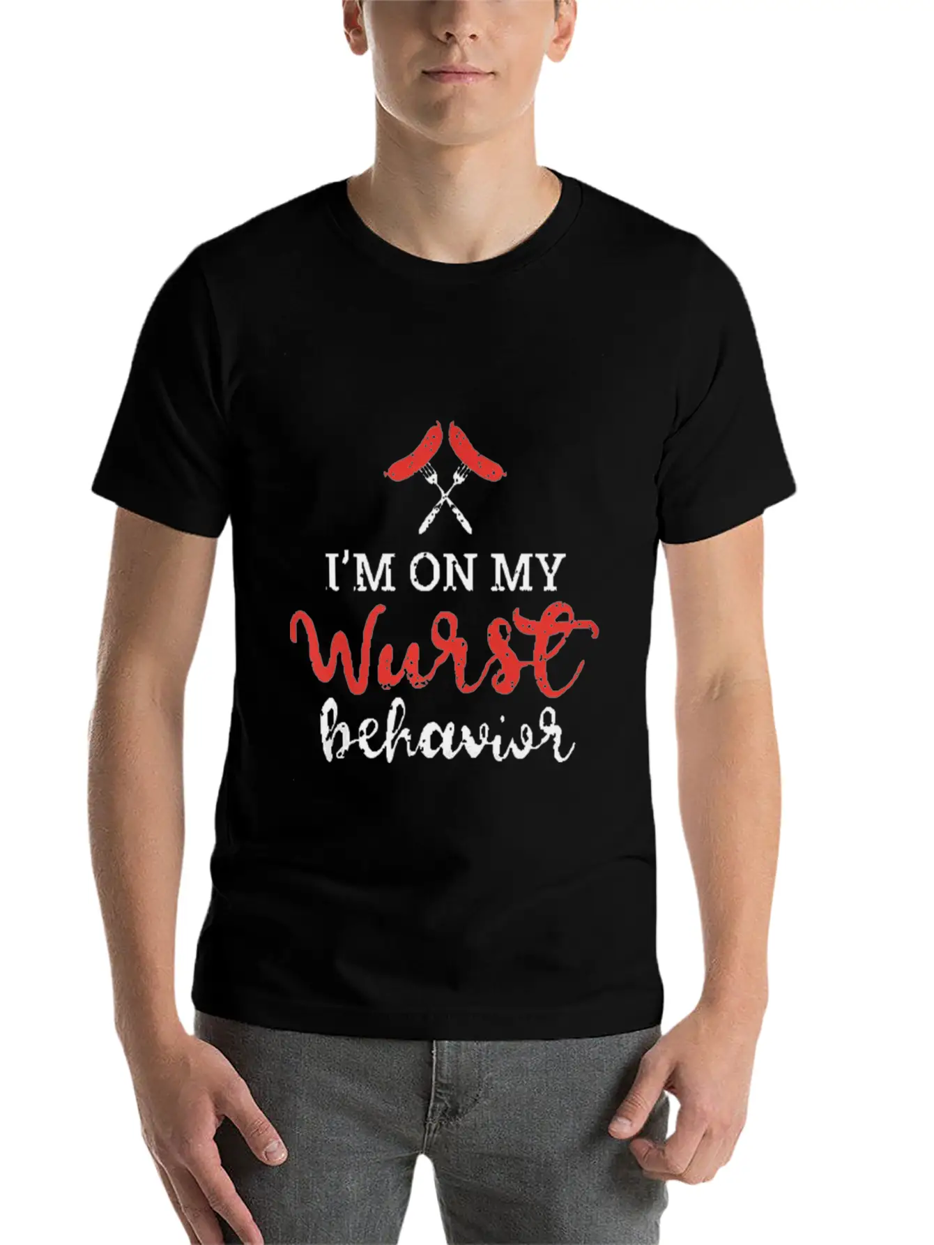 My Wurst Behavior Oktoberfest Foodie Stylish Everyday T-Shirt – Unisex Basic Cotton Tee