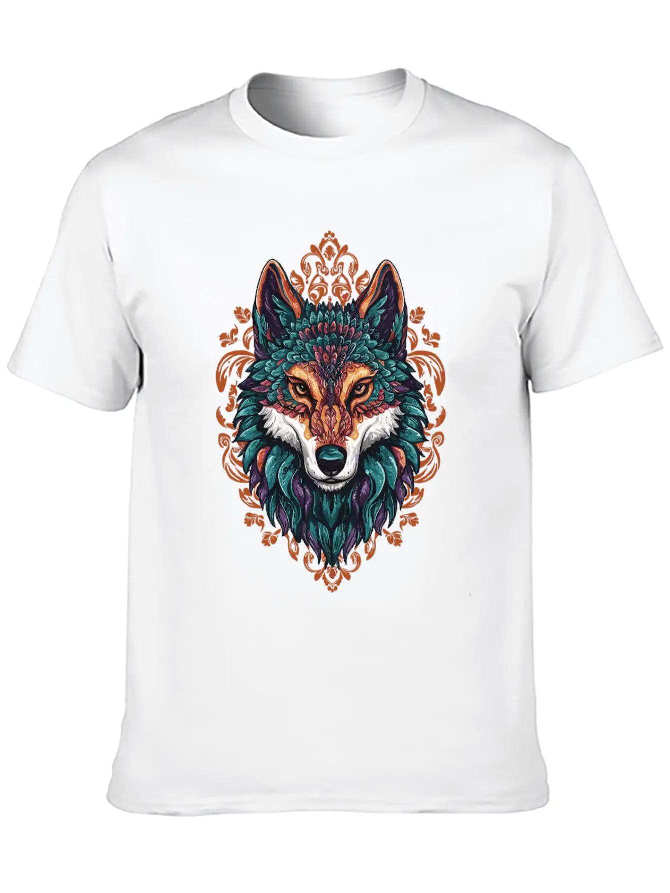Mystic Wolf – Boho & Mandala Art Unisex Short Sleeve Soft Cotton T-Shirt – Casual Everyday Wear