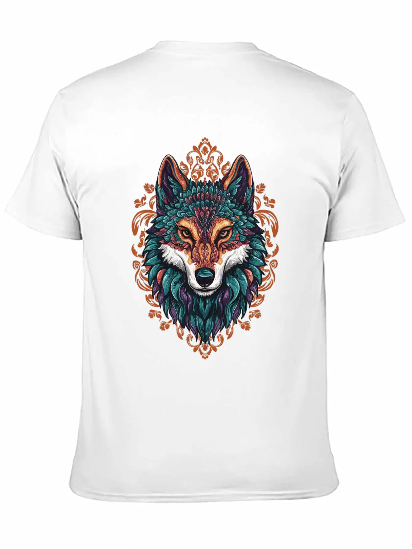 Mystic Wolf – Boho & Mandala Art Unisex Short Sleeve Soft Cotton T-Shirt – Casual Everyday Wear