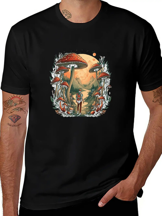 Mystical Forest | Mushroom Wanderer Stylish Everyday T-Shirt – Unisex Basic Cotton Tee