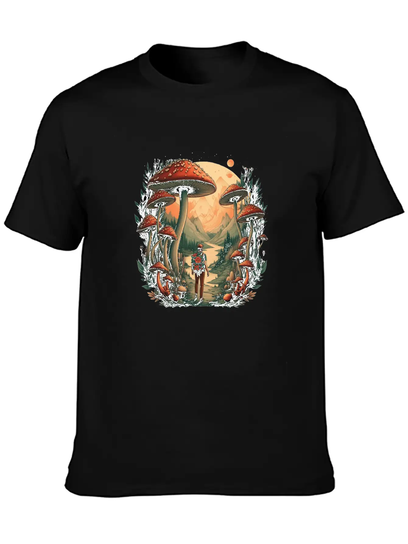Mystical Forest | Mushroom Wanderer Stylish Everyday T-Shirt – Unisex Basic Cotton Tee