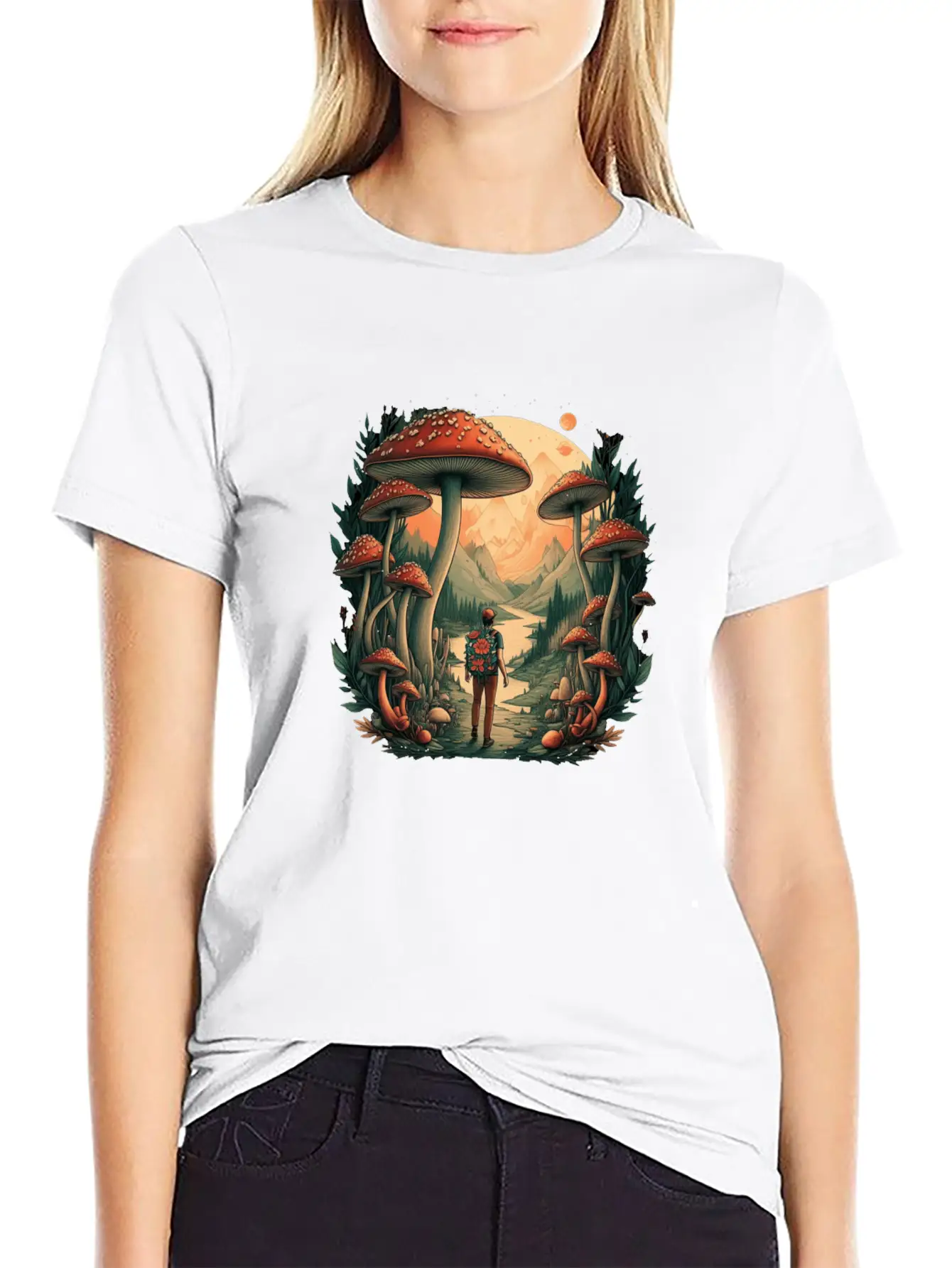 Mystical Forest | Mushroom Wanderer Stylish Everyday T-Shirt – Unisex Basic Cotton Tee