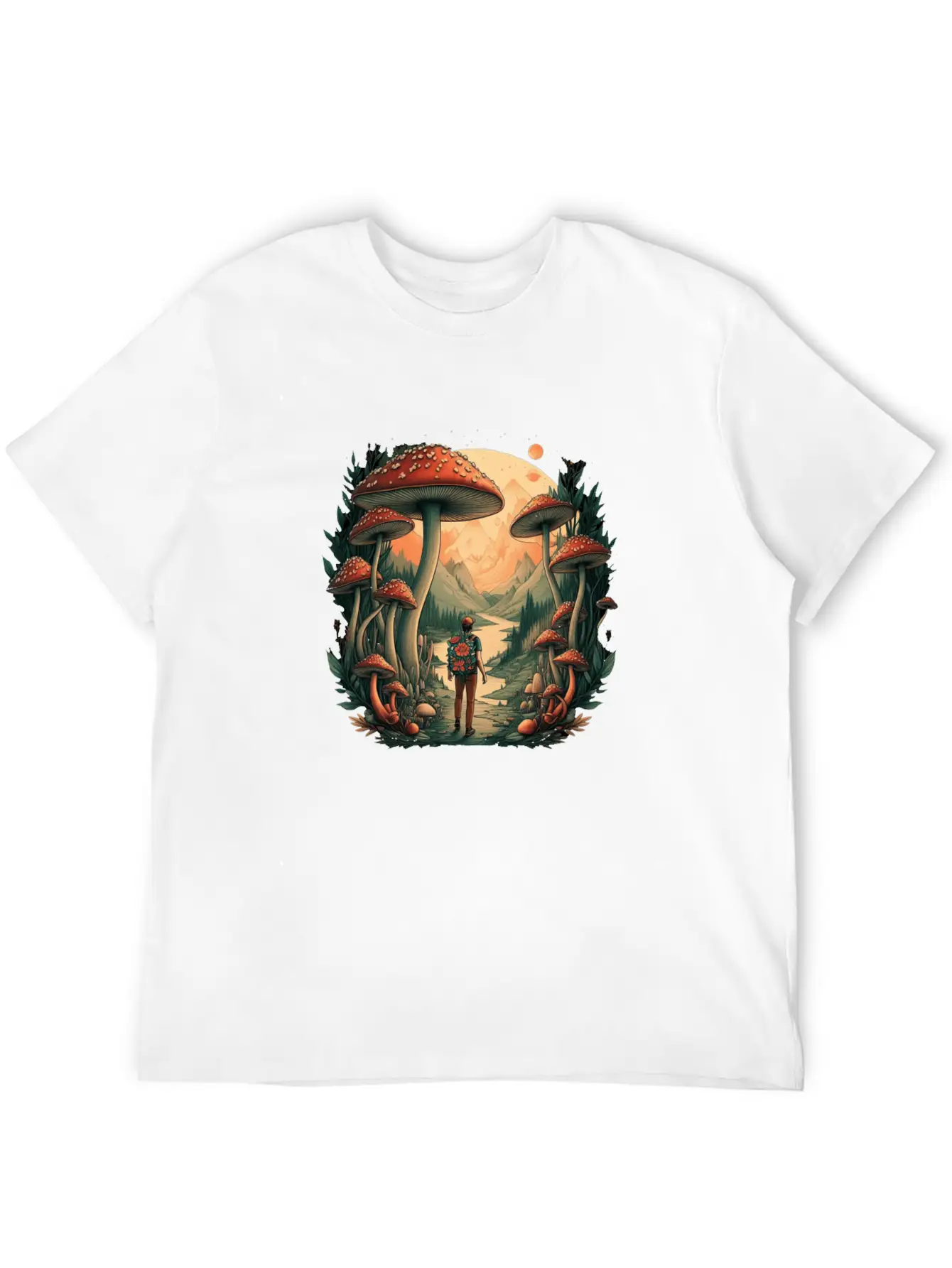Mystical Forest | Mushroom Wanderer Stylish Everyday T-Shirt – Unisex Basic Cotton Tee
