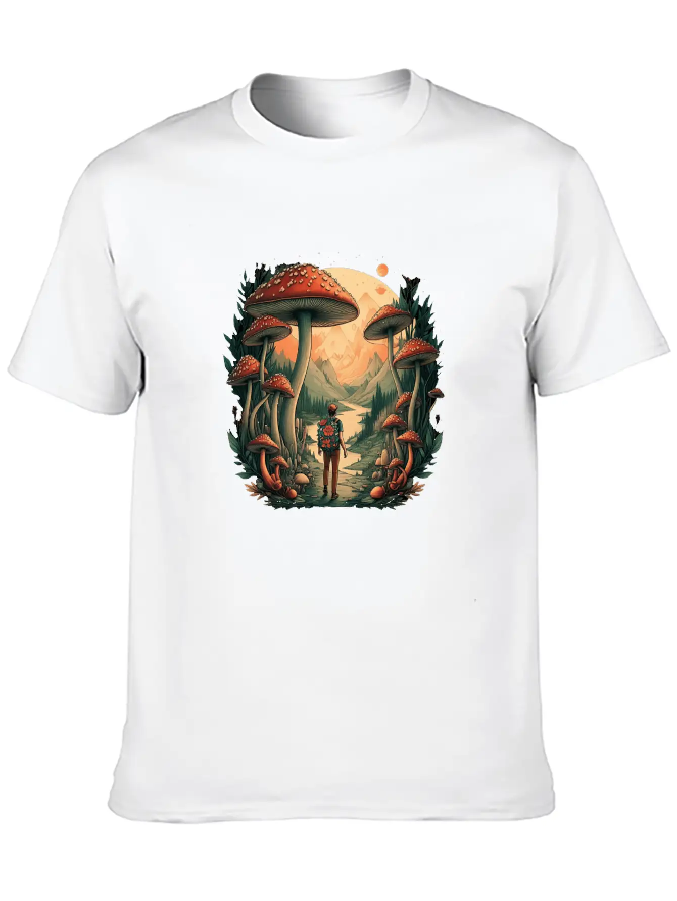 Mystical Forest | Mushroom Wanderer Stylish Everyday T-Shirt – Unisex Basic Cotton Tee