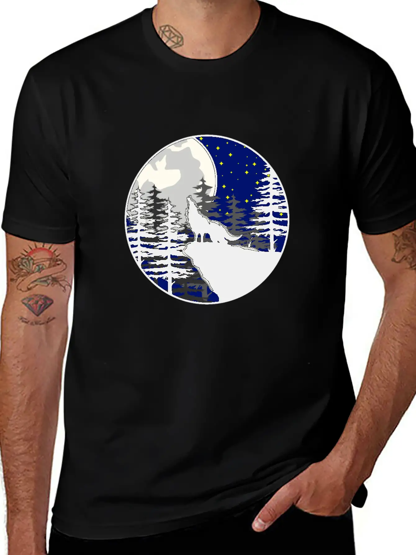 Mystical To The Moon Howling Wolf Unisex Casual T-Shirt – Clean Design For Daily Comfort