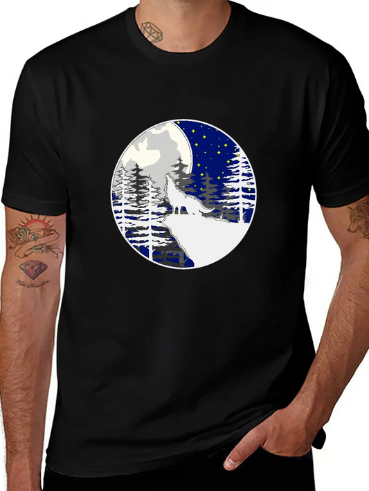 Mystical To The Moon Howling Wolf Unisex Casual T-Shirt – Clean Design For Daily Comfort