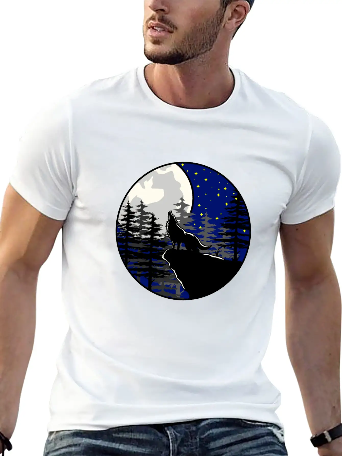 Mystical To The Moon Howling Wolf Unisex Casual T-Shirt – Clean Design For Daily Comfort