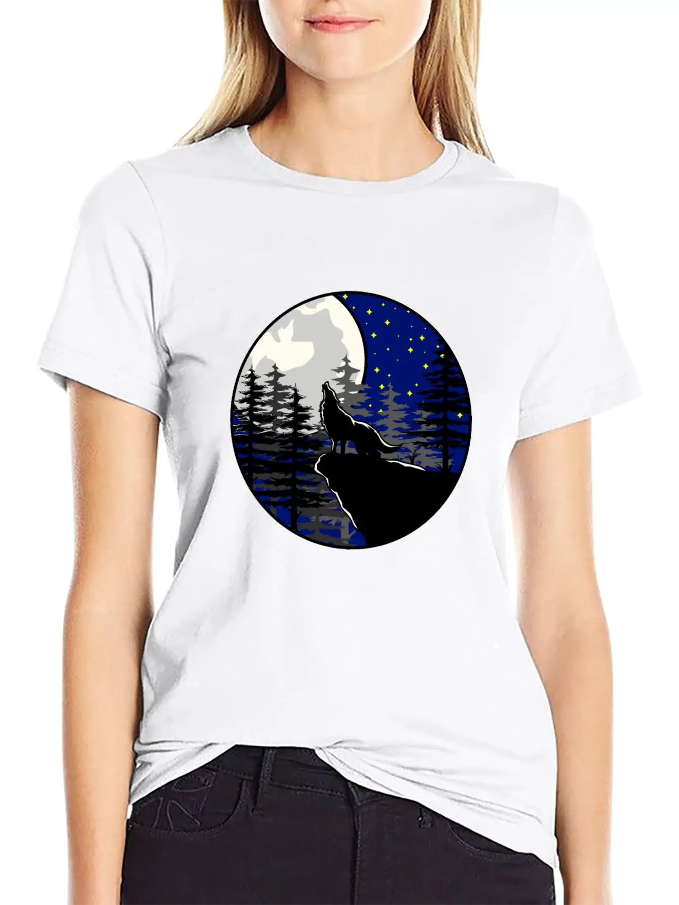 Mystical To The Moon Howling Wolf Unisex Casual T-Shirt – Clean Design For Daily Comfort