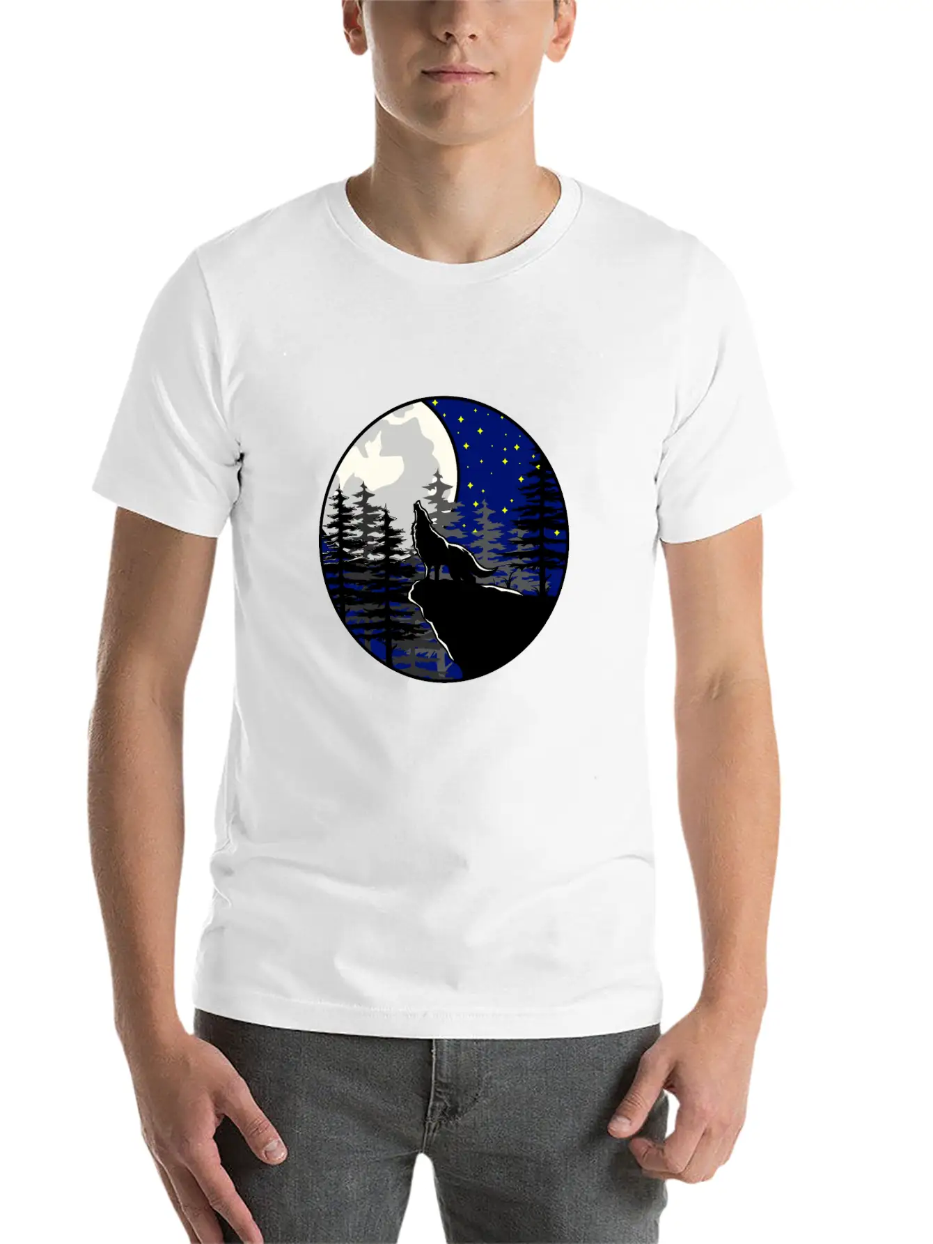 Mystical To The Moon Howling Wolf Unisex Casual T-Shirt – Clean Design For Daily Comfort
