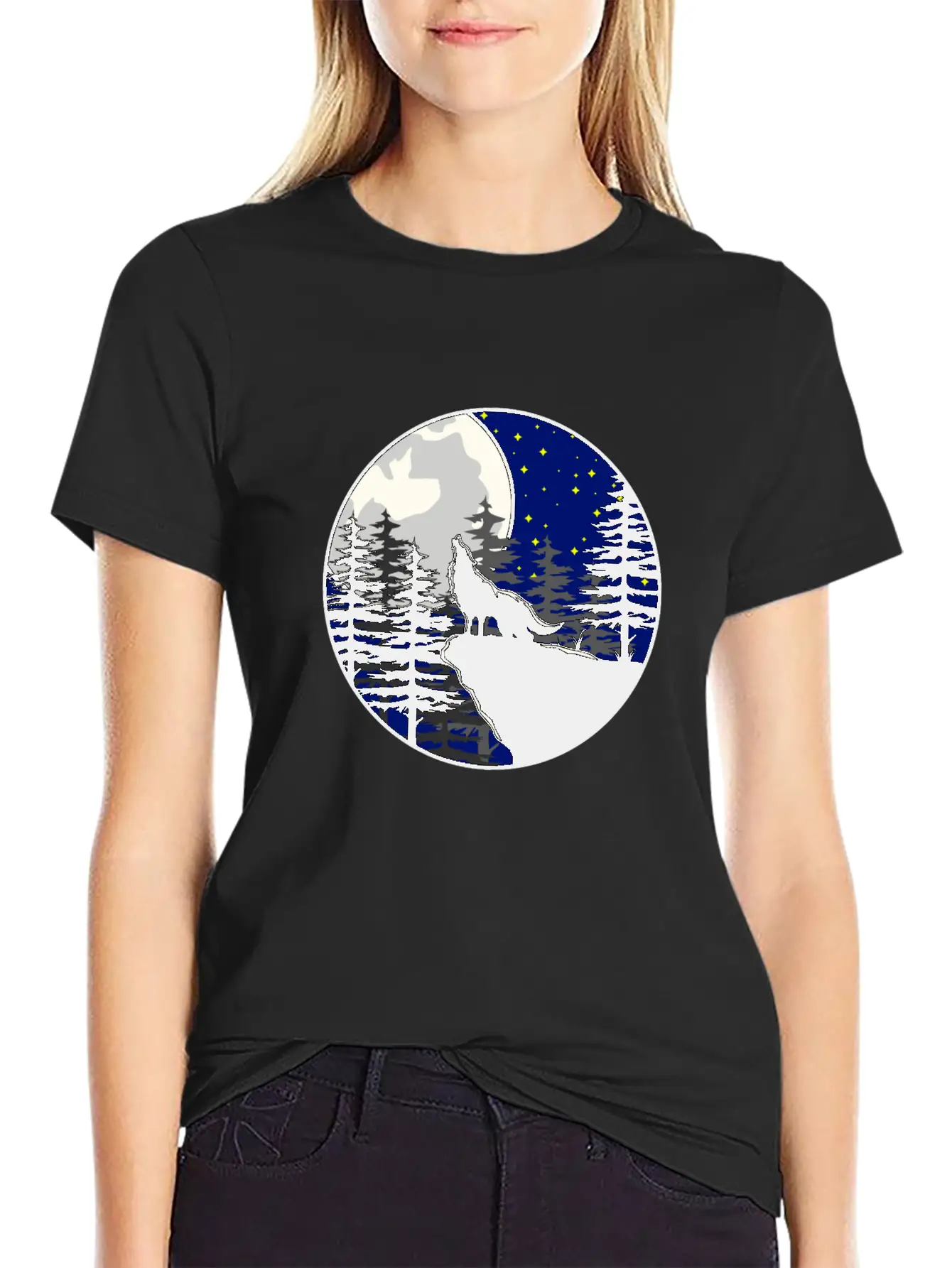 Mystical To The Moon Howling Wolf Unisex Casual T-Shirt – Clean Design For Daily Comfort