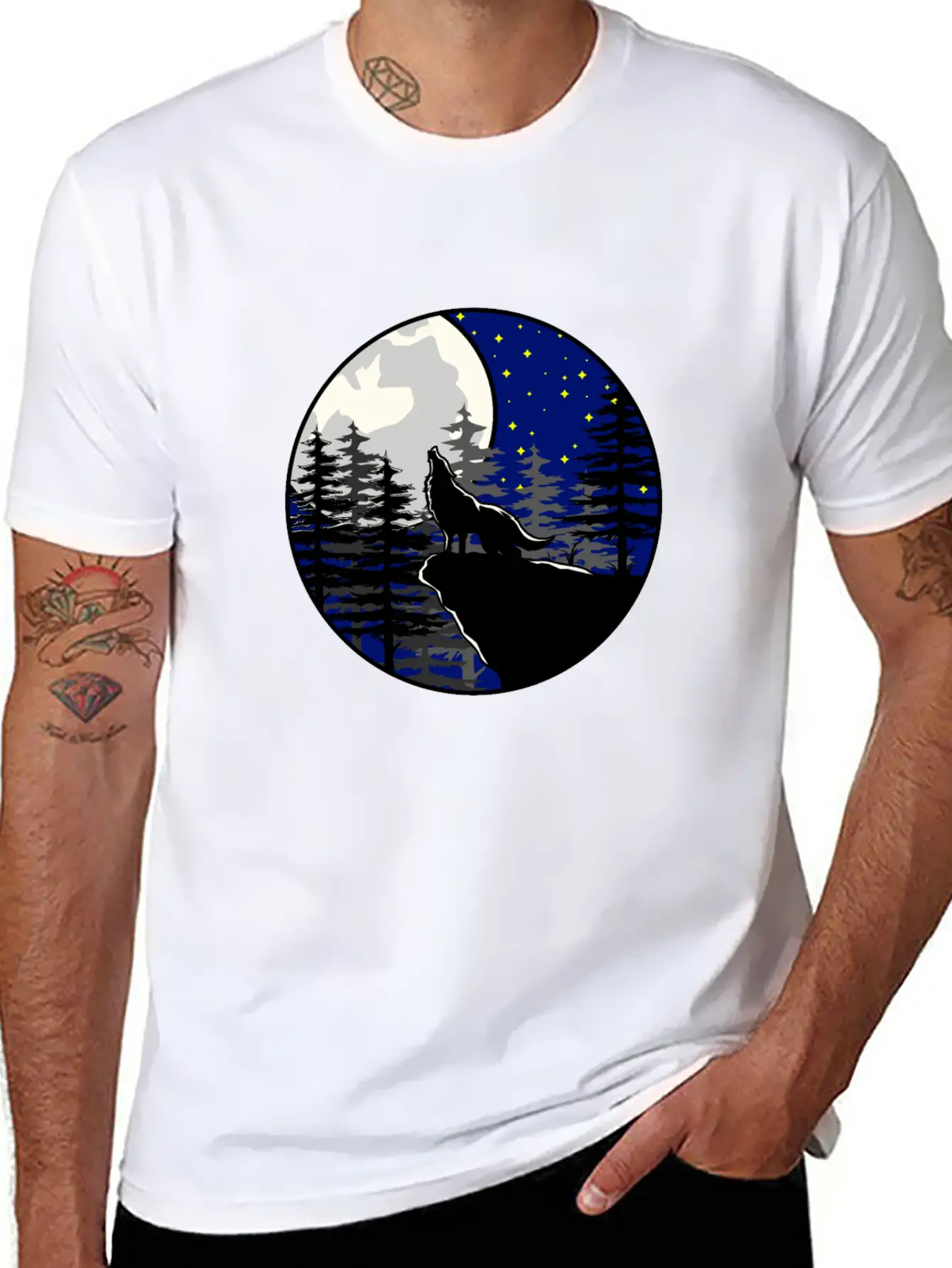 Mystical To The Moon Howling Wolf Unisex Casual T-Shirt – Clean Design For Daily Comfort