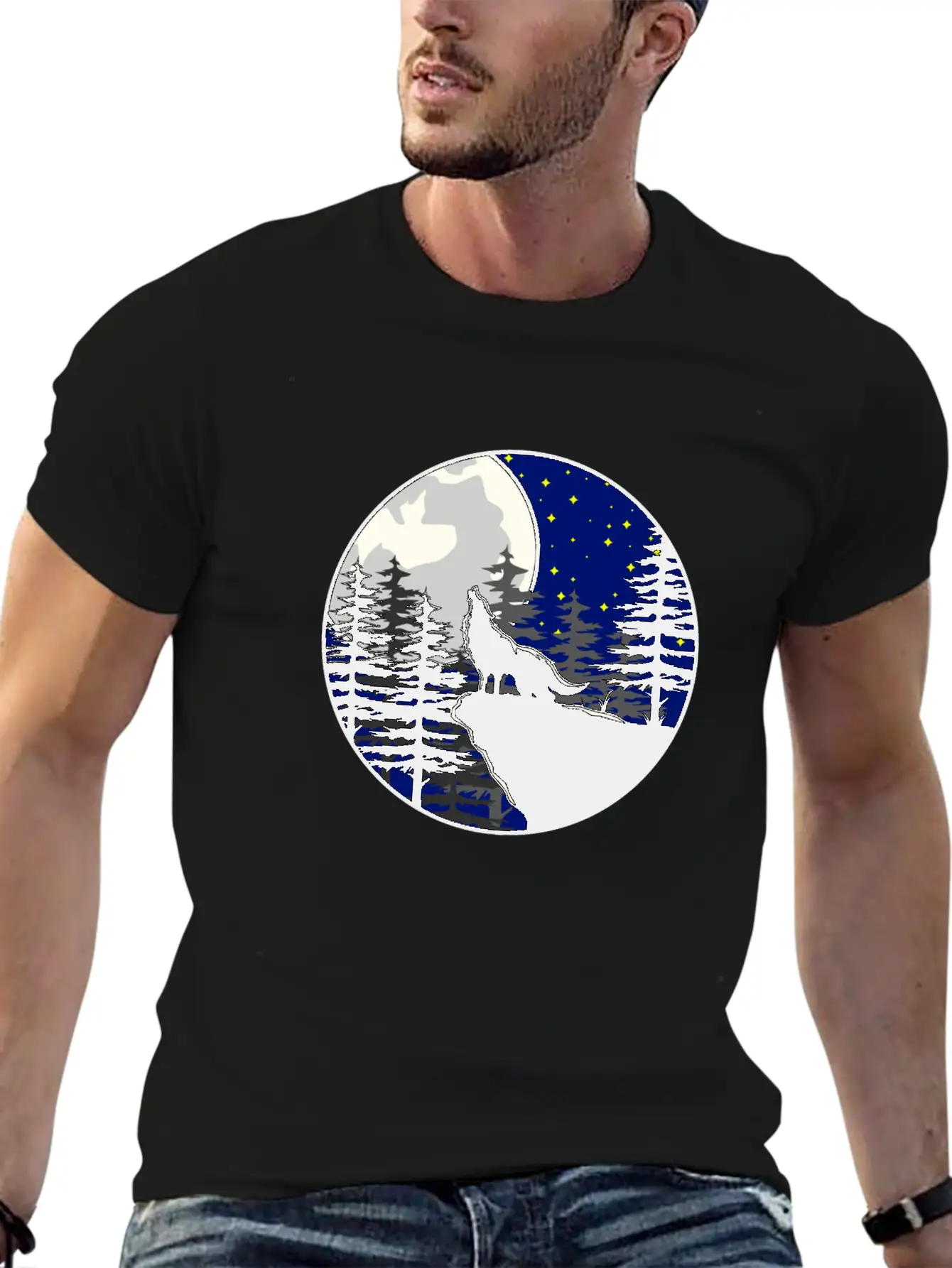 Mystical To The Moon Howling Wolf Unisex Casual T-Shirt – Clean Design For Daily Comfort
