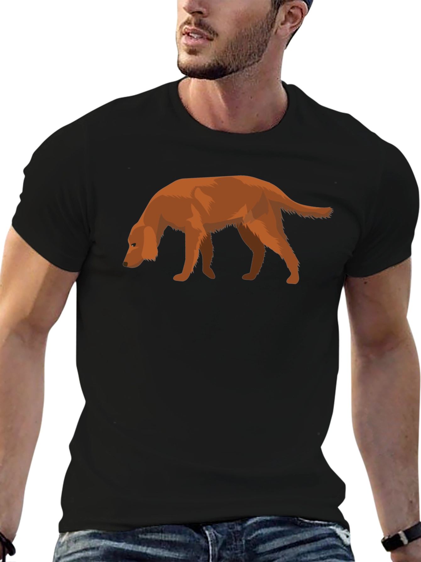 Dog Graphic Tee - Black Cotton Casual Shirt