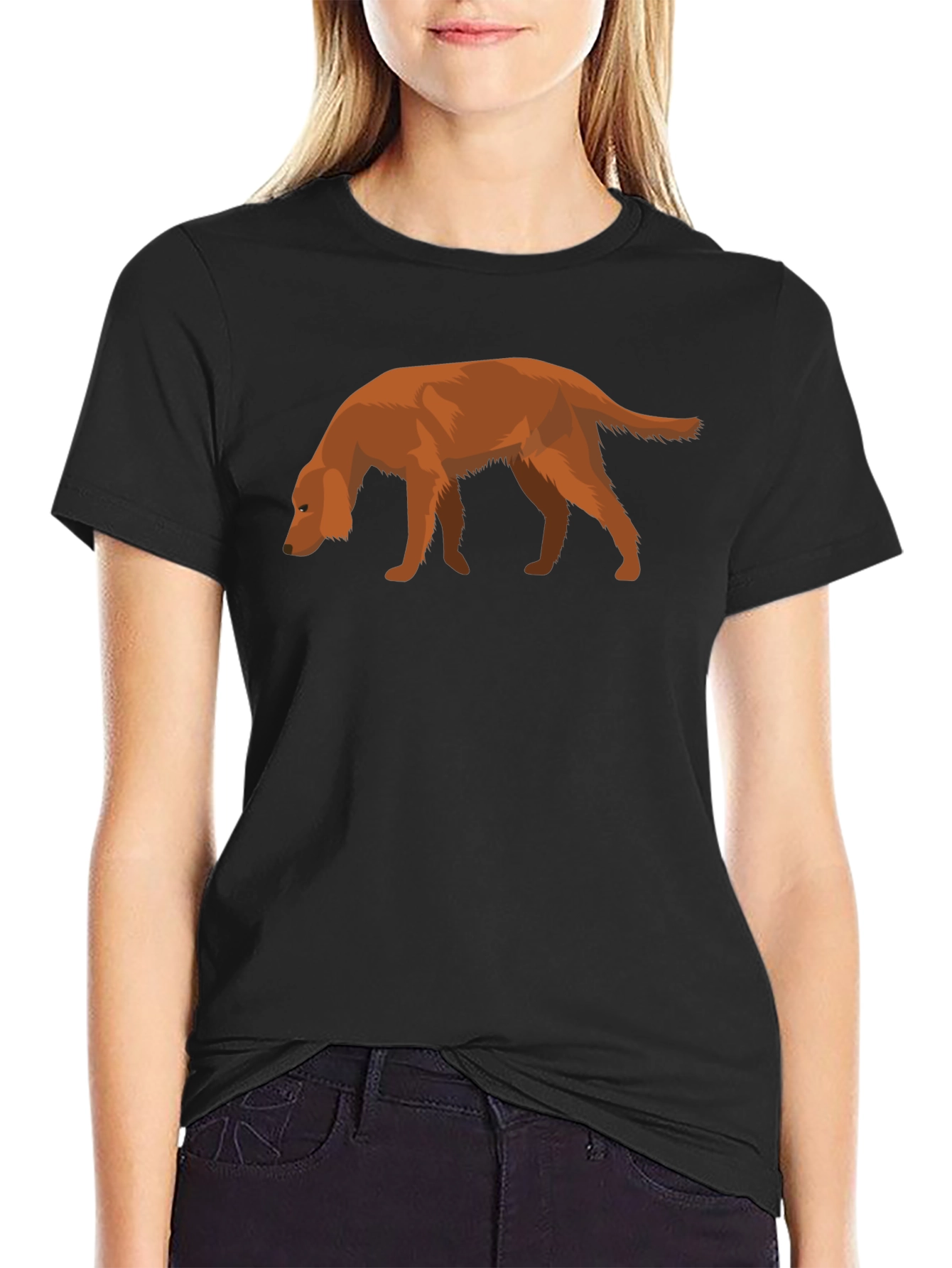 Dog Graphic Tee - Black Cotton Casual Shirt