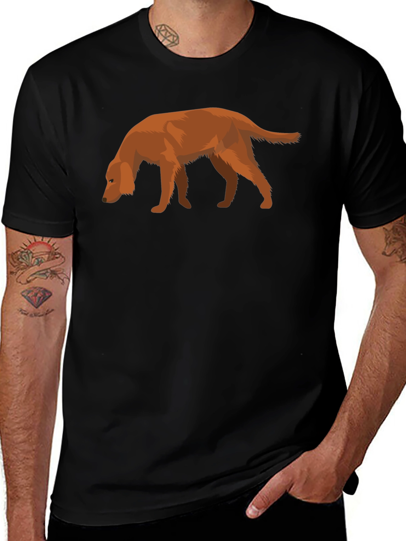 Dog Graphic Tee - Black Cotton Casual Shirt