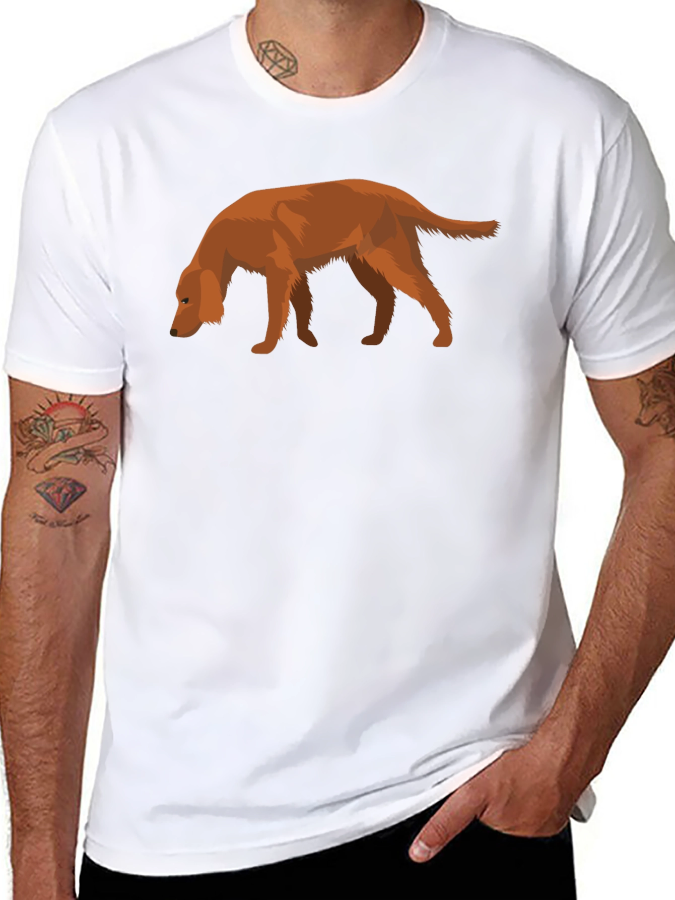 Dog Graphic Tee - Black Cotton Casual Shirt