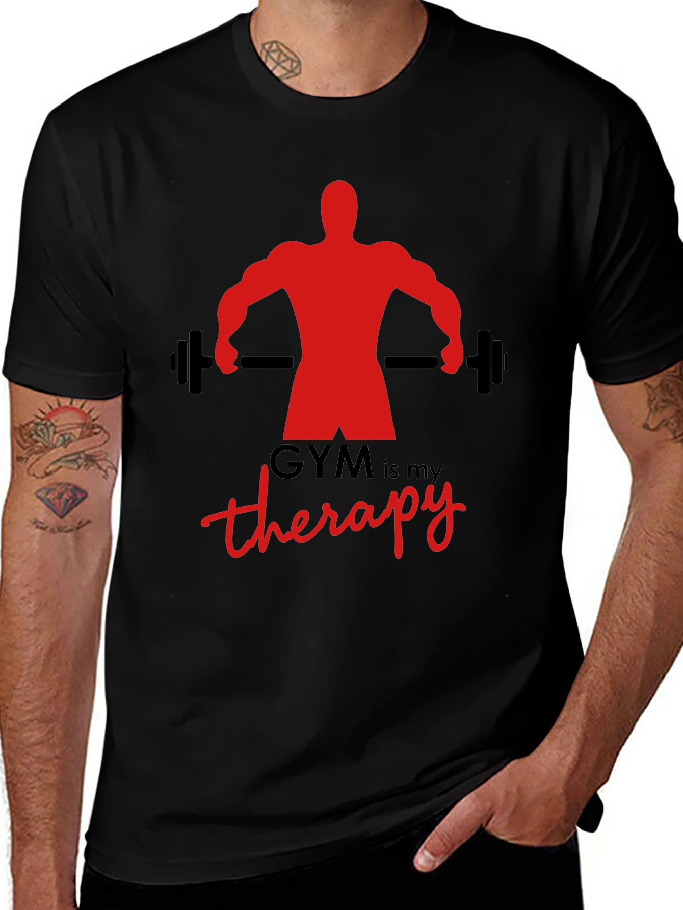Gym is My Therapy Black T-Shirt