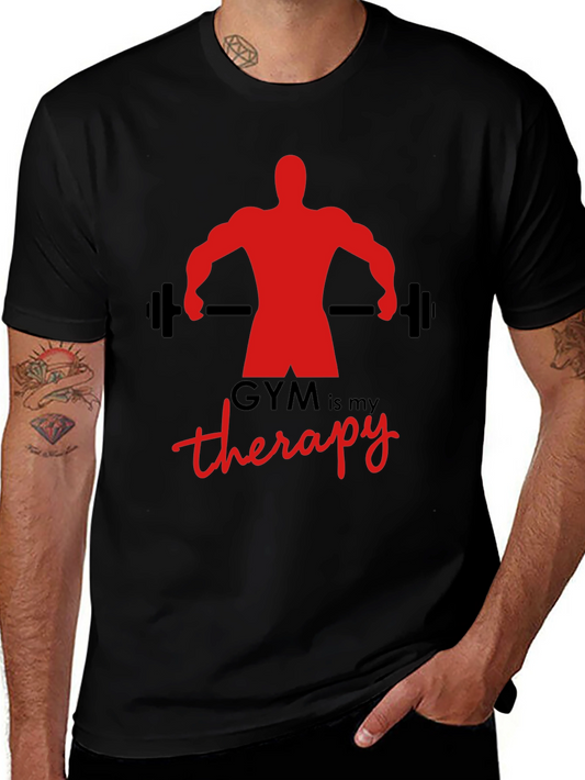 Gym is My Therapy Black T-Shirt