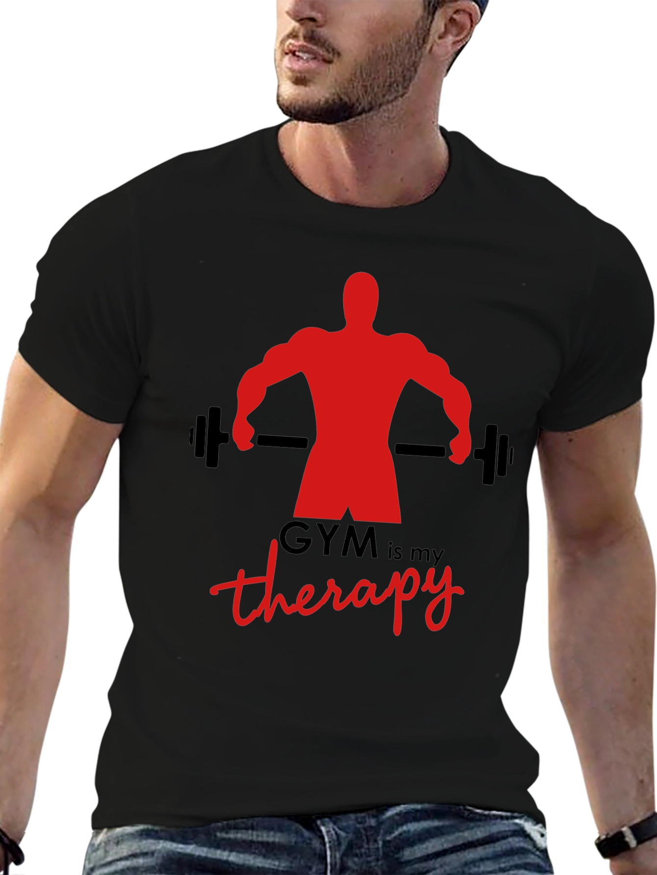 Gym is My Therapy Black T-Shirt